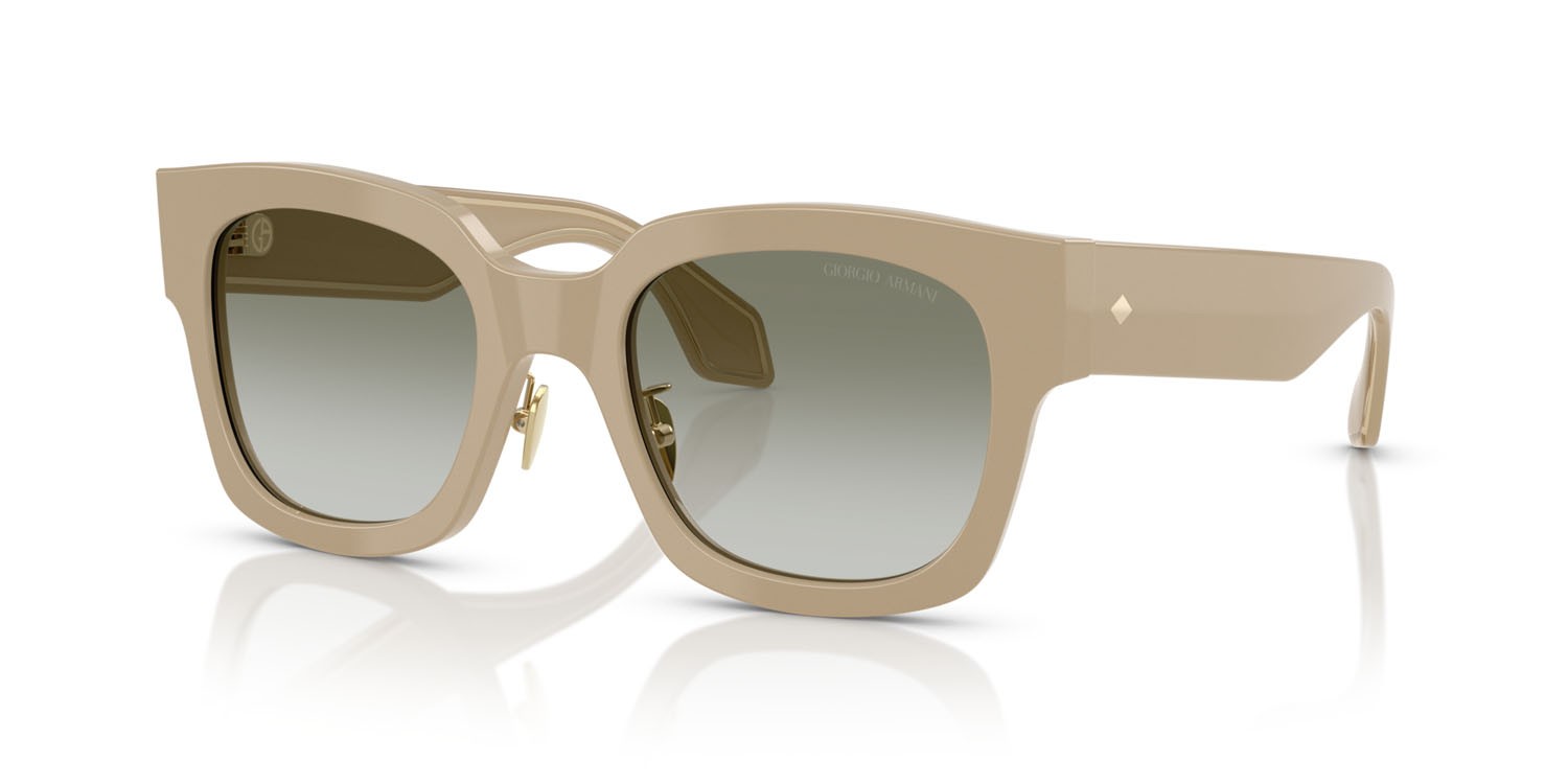Occhiali da sole Giorgio Armani AR 8223 (61618E) colore greige forma quadrato lenti verde sfumato