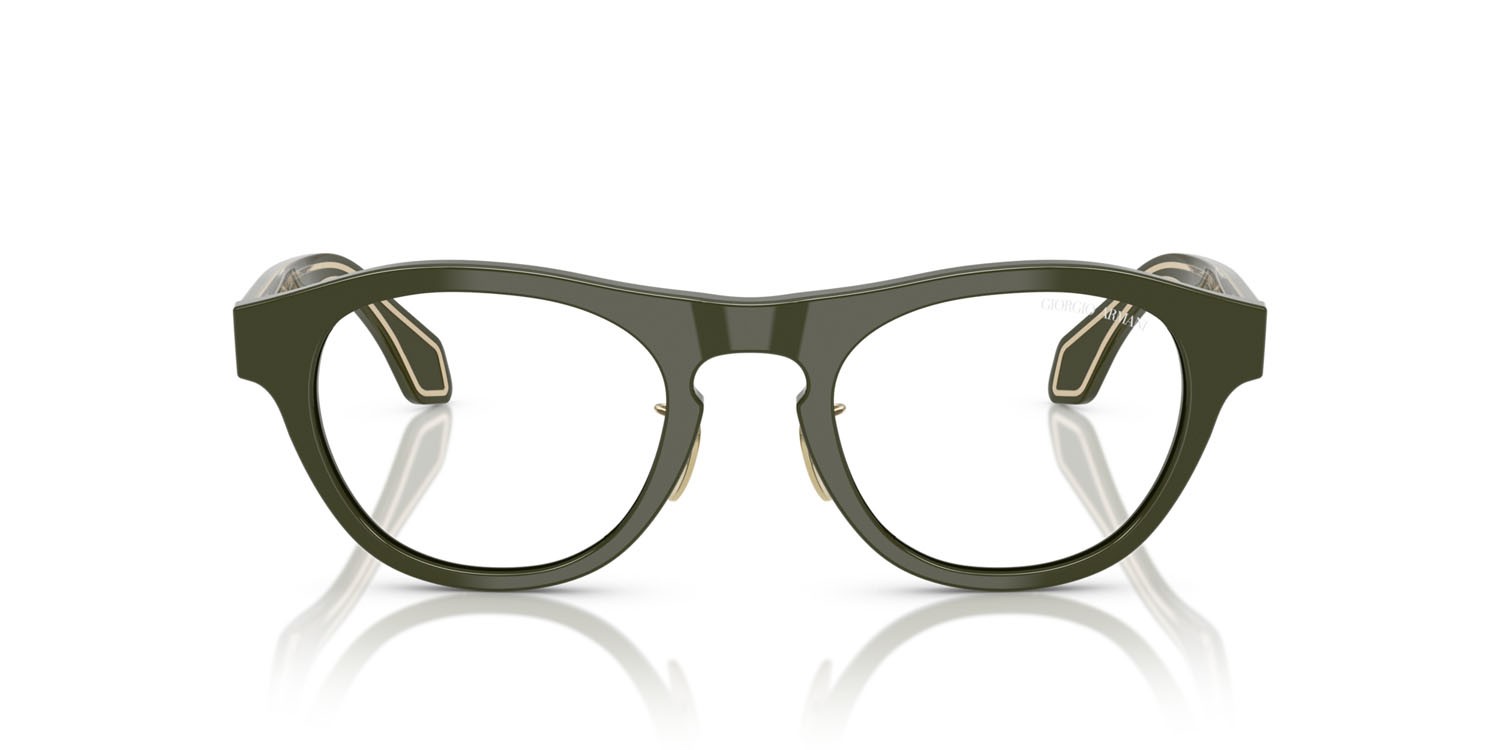 Occhiali da sole Giorgio Armani AR 8225 (61931W) colore verde scuro tinta unita forma ovale lenti trasparente