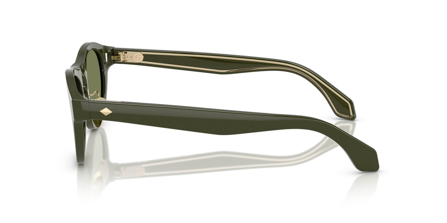 Occhiali da sole Giorgio Armani AR 8225 (61932A) colore verde scuro tinta unita forma ovale lenti verde