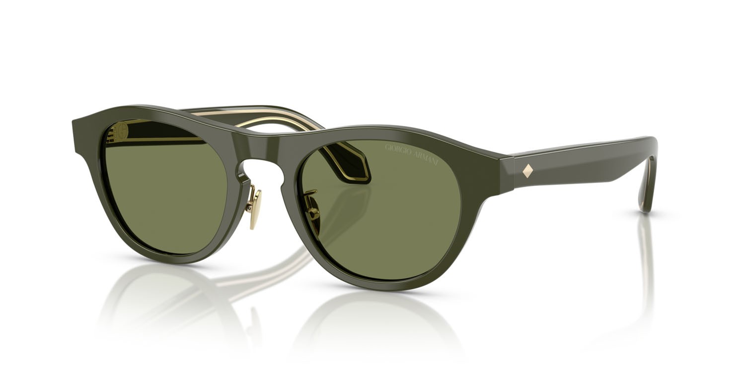 Occhiali da sole Giorgio Armani AR 8225 (61932A) colore verde scuro tinta unita forma ovale lenti verde