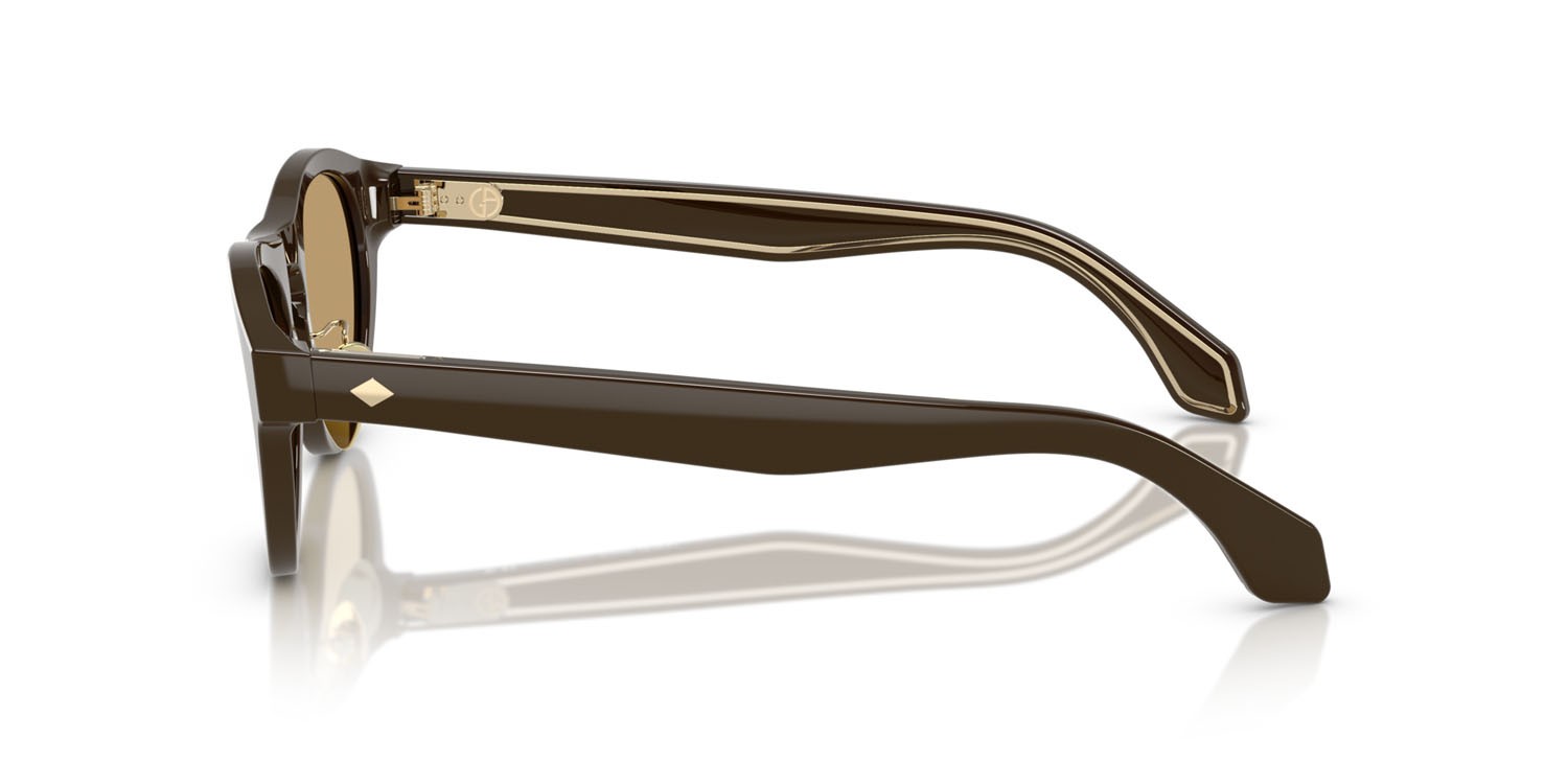 Sunglasses Giorgio Armani AR 8225 (619473) color marrone scuro tinta unita shape oval lenses marrone