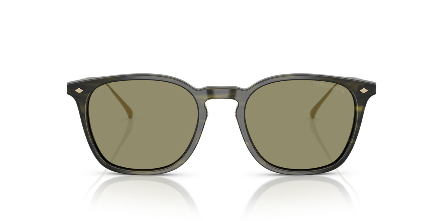 Occhiali da sole Giorgio Armani AR 8226T (62082A) colore striato verde forma quadrato lenti verde