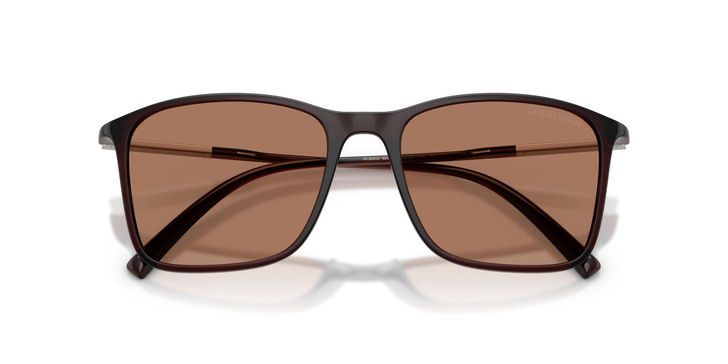 Sunglasses Giorgio Armani AR 8231U (623973) color marrone trasparente shape square lenses marrone