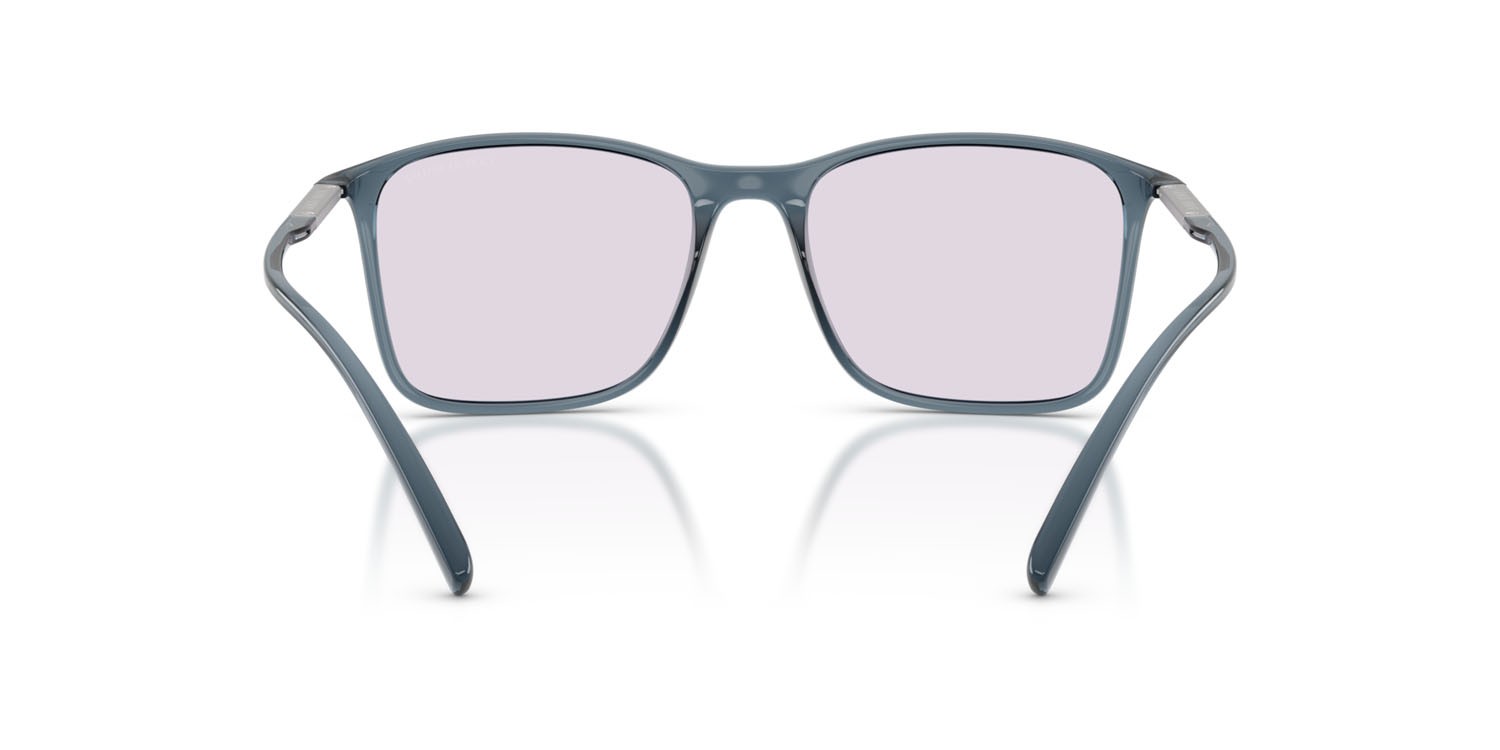 Sunglasses Giorgio Armani AR 8231U (6241M3) color blu trasparente shape square lenses grigio fotocromatico