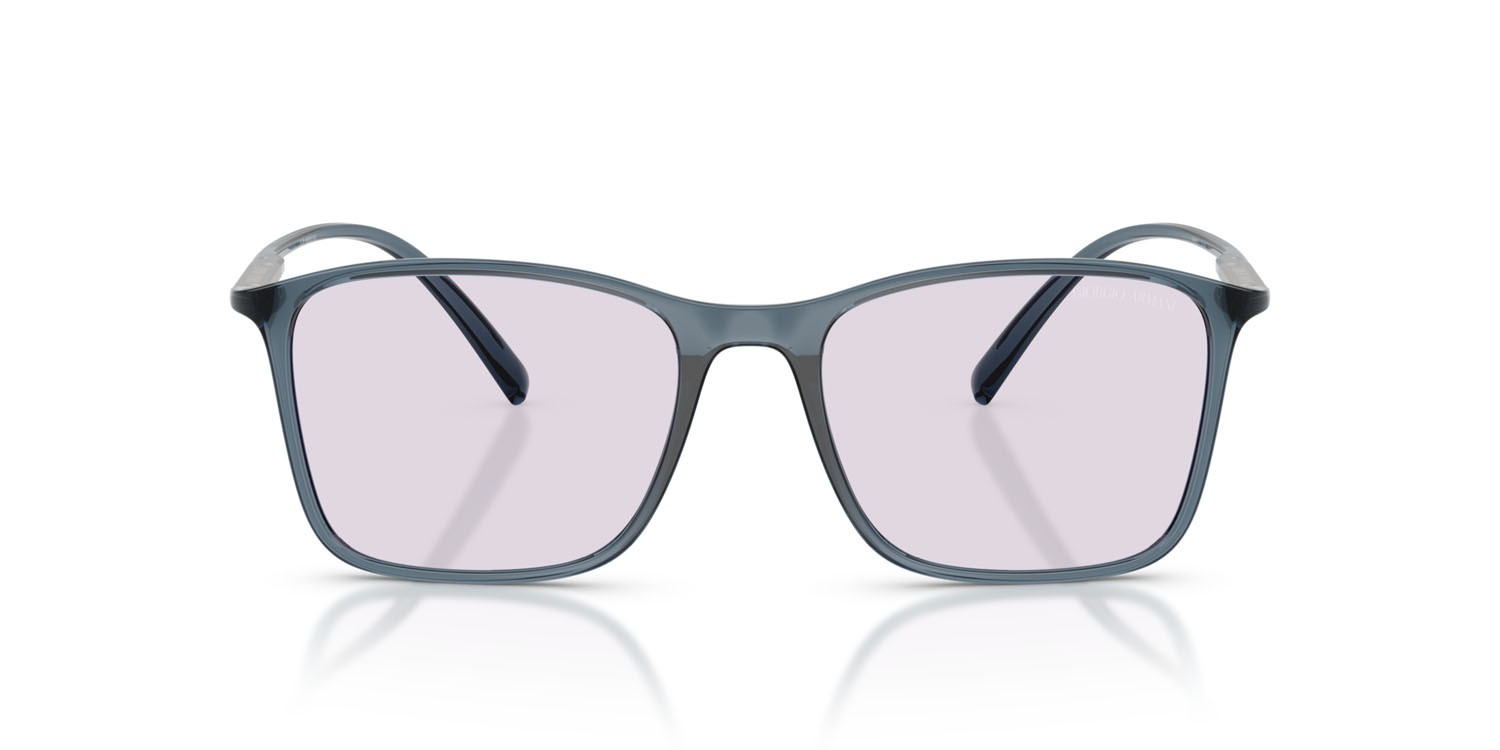 Sunglasses Giorgio Armani AR 8231U (6241M3) color blu trasparente shape square lenses grigio fotocromatico