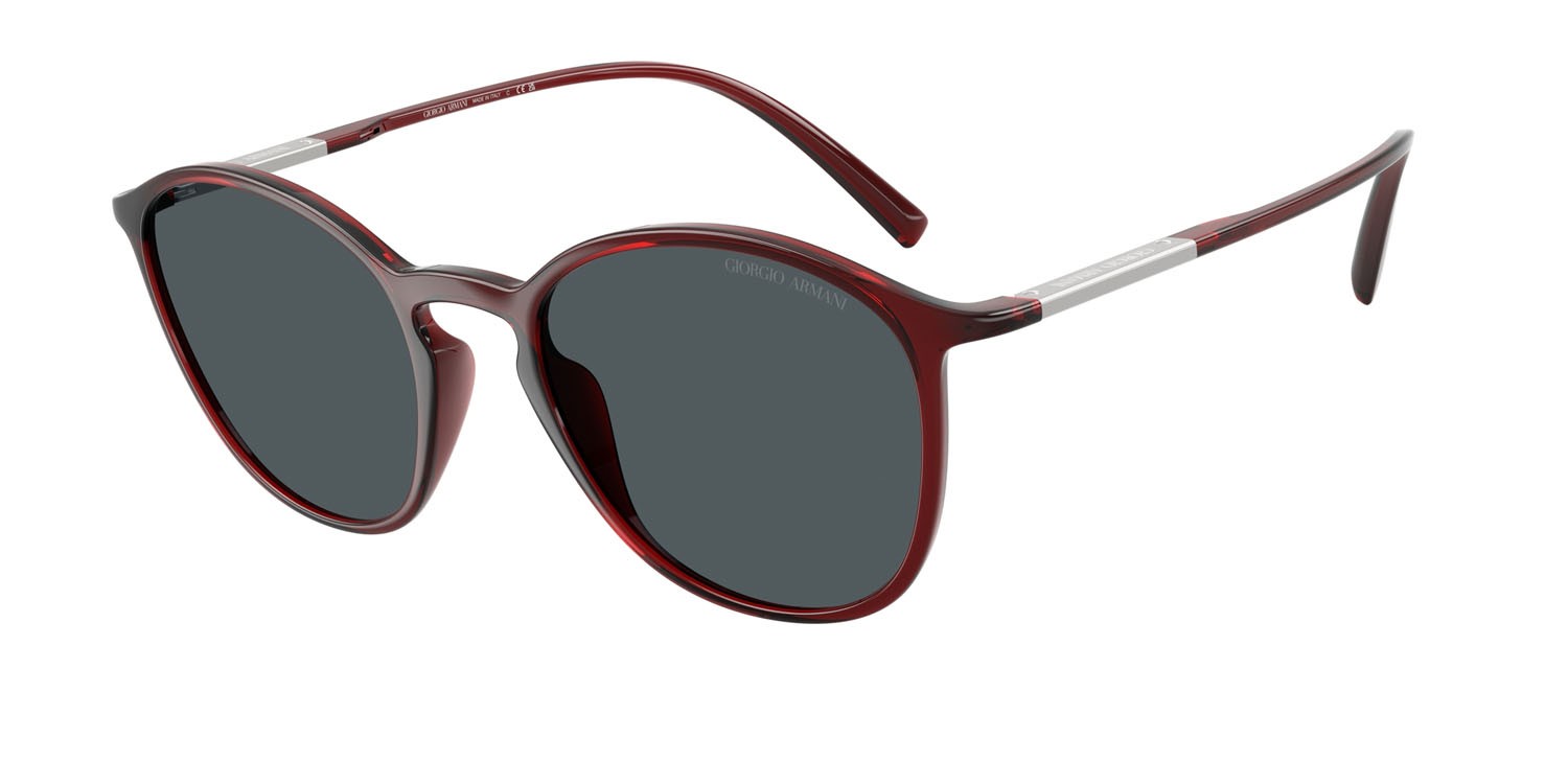 Sunglasses Giorgio Armani AR 8233U (6237L5) color bordeaux trasparente shape pantos lenses grigio/blu