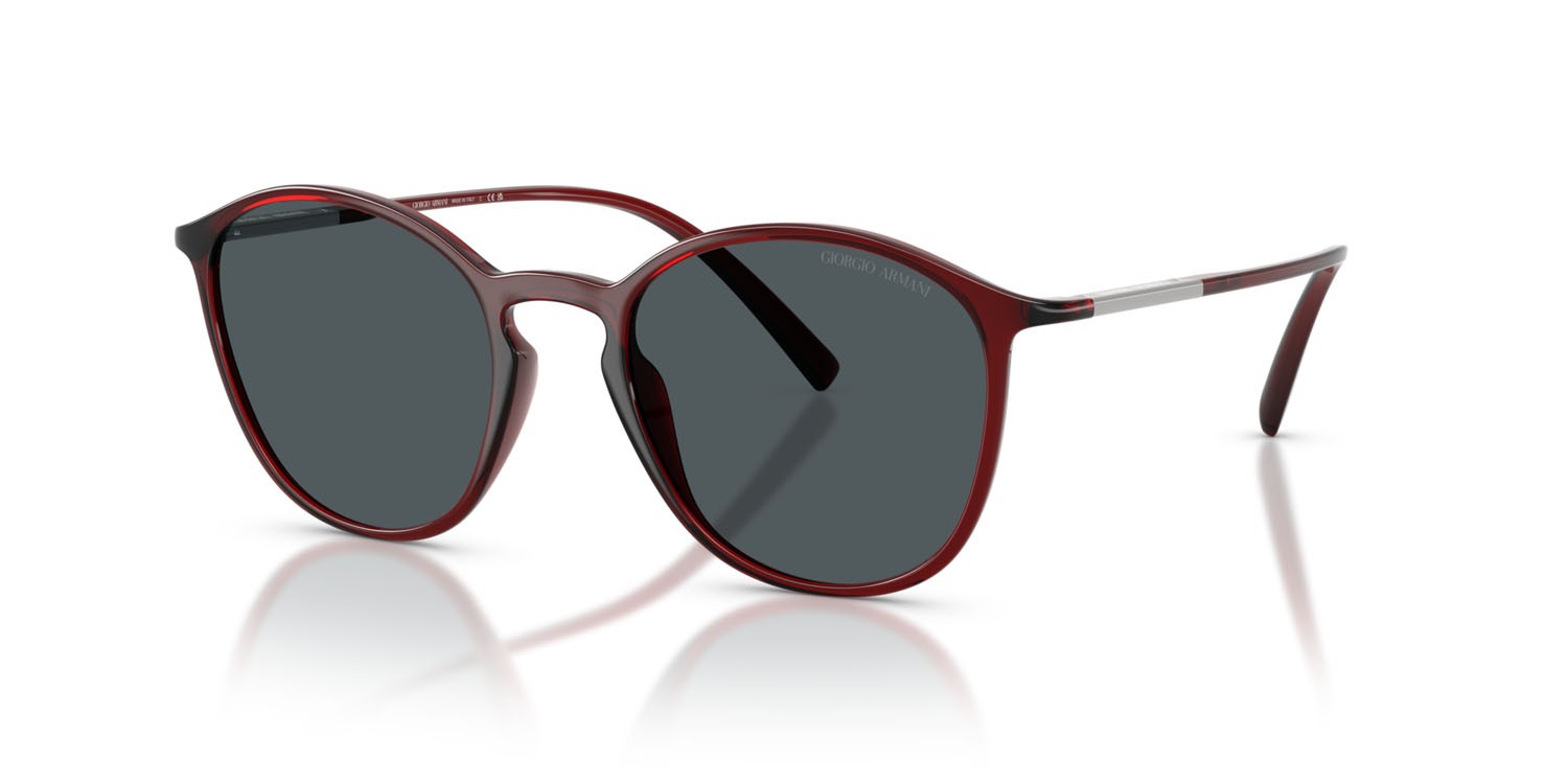 Sunglasses Giorgio Armani AR 8233U (6237L5) color bordeaux trasparente shape pantos lenses grigio/blu