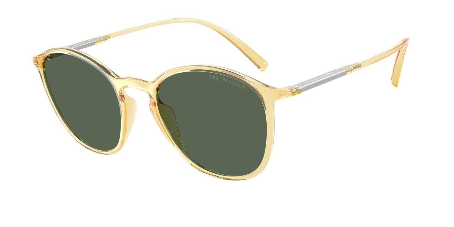 Occhiali da sole Giorgio Armani AR 8233U (623871) colore miele forma pantos lenti verde scuro
