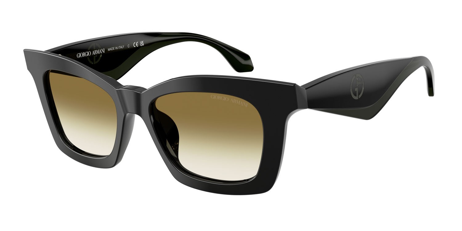Sunglasses Giorgio Armani AR 8235U (50018E) color nero shape butterfly lenses trasparente sfumato verde scuro