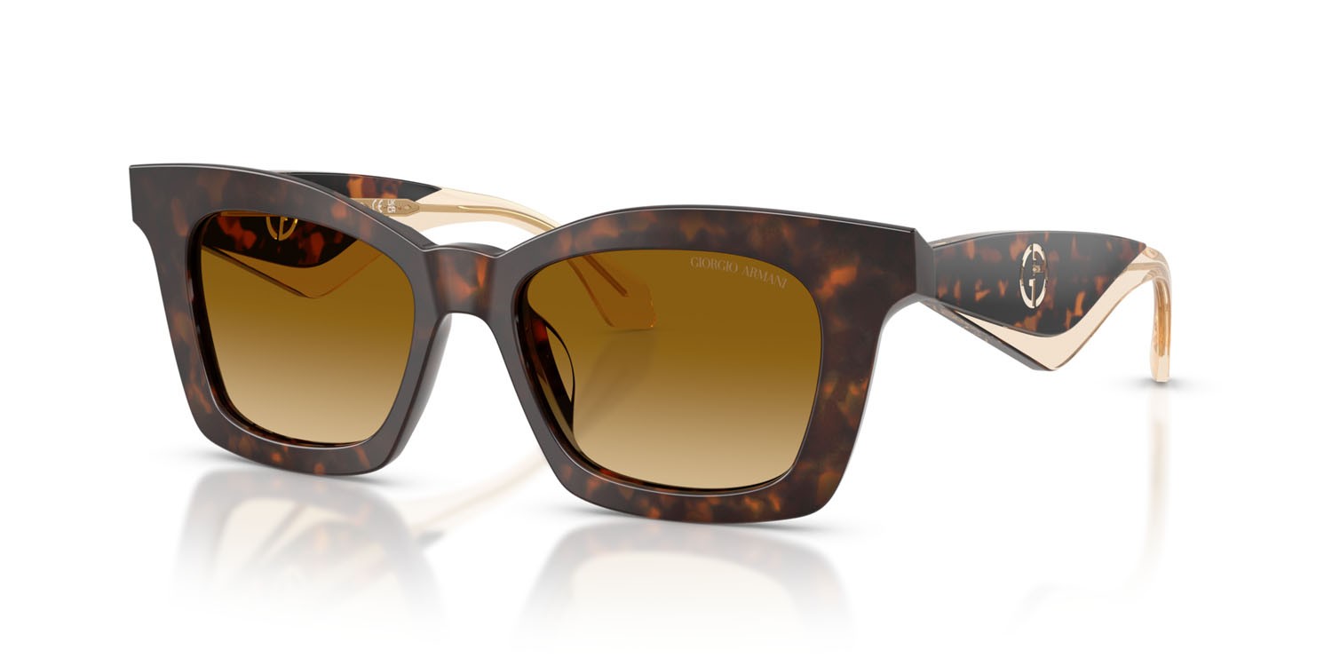 Sunglasses Giorgio Armani AR 8235U (62312L) color havana shape butterfly lenses giallo sfumato marrone chiaro