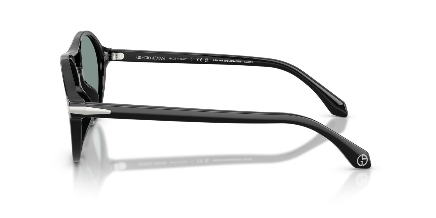 Occhiali da sole Giorgio Armani AR 8236U (507556) colore nero forma rotondo lenti grey vintage blue