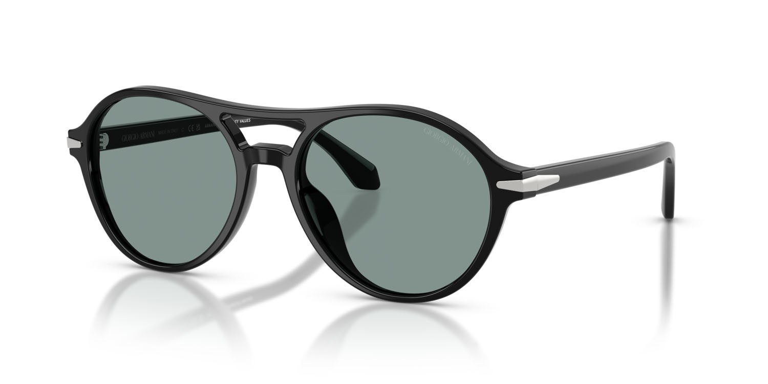 Occhiali da sole Giorgio Armani AR 8236U (507556) colore nero forma rotondo lenti grey vintage blue