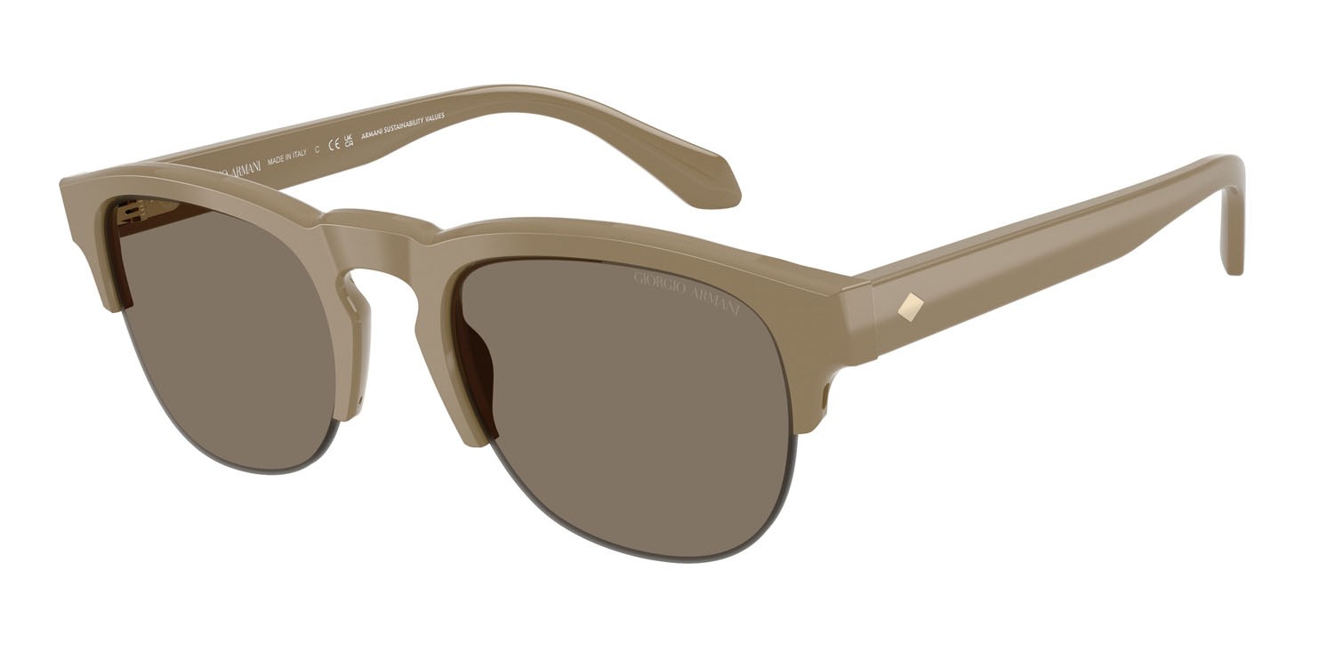 Occhiali da sole Giorgio Armani AR 8238 (622273) colore beige forma pantos lenti marrone