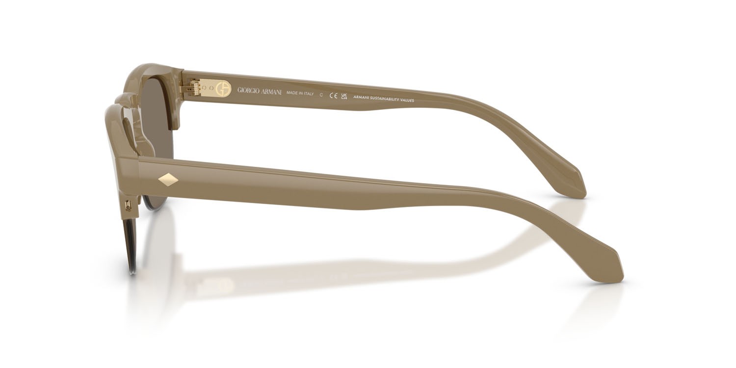 Occhiali da sole Giorgio Armani AR 8238 (622273) colore beige forma pantos lenti marrone