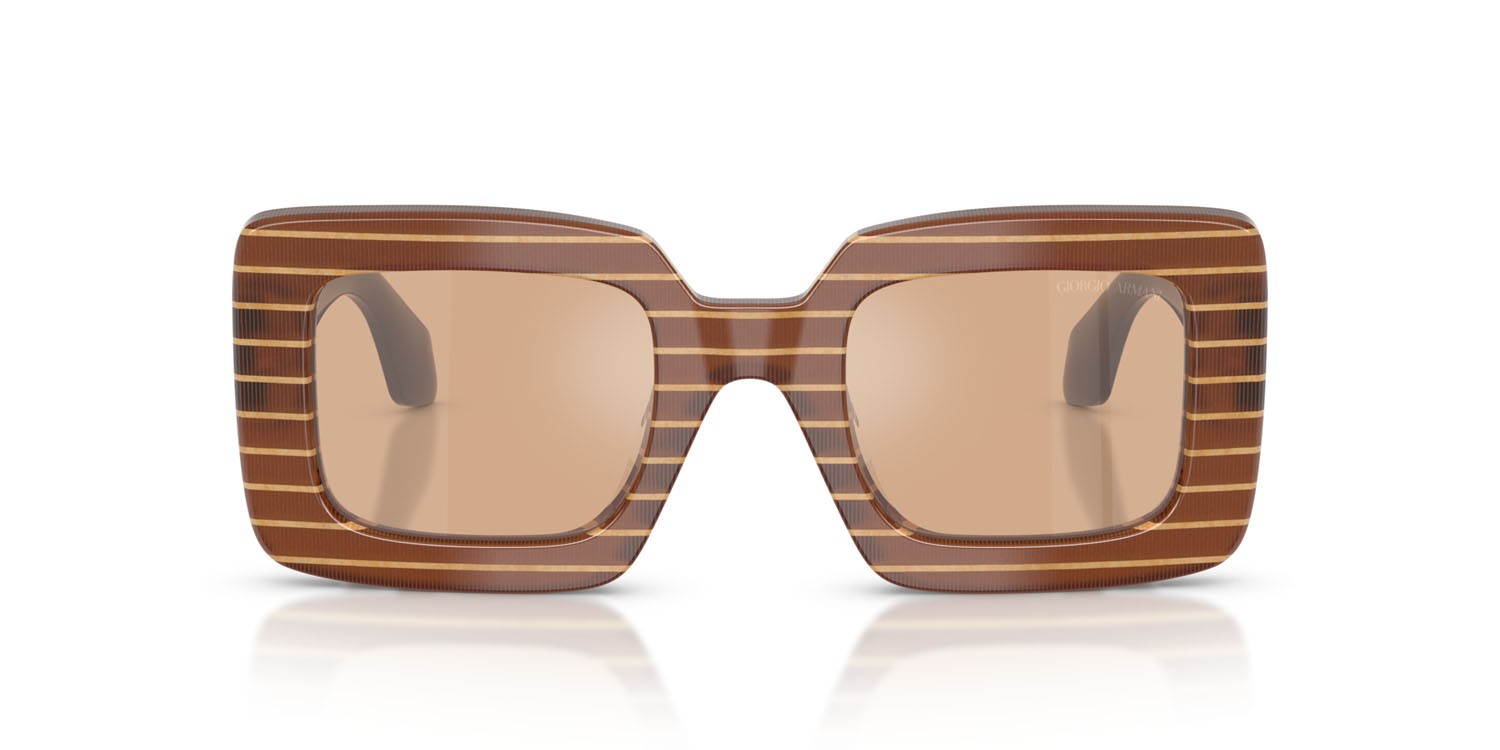Sunglasses Giorgio Armani AR 8241U (63112S) color pesca striato/oro block shape square lenses arancione a specchio argento