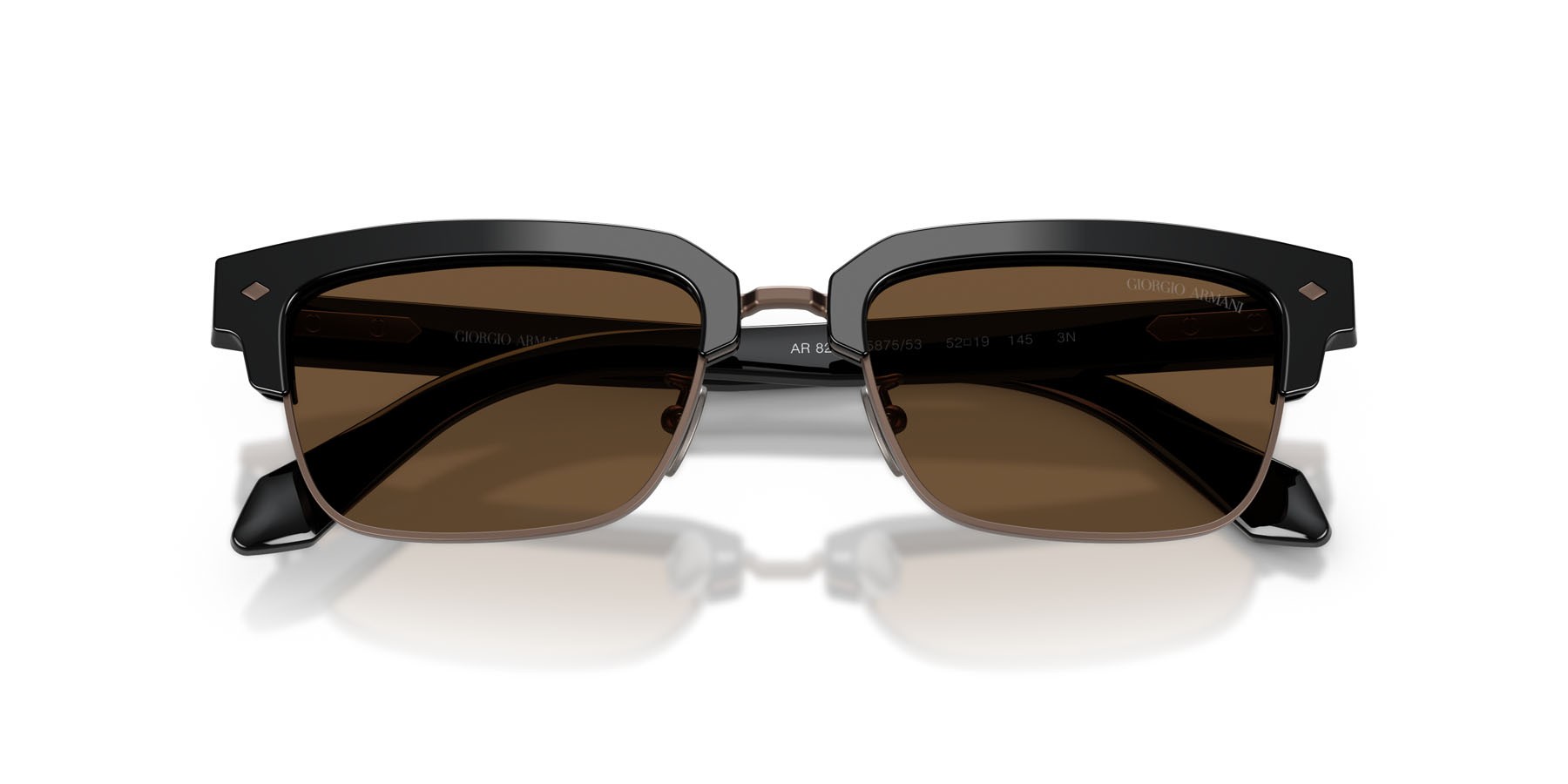 Sunglasses Giorgio Armani AR 8243 (587553) color nero shape rectangle lenses marrone scuro