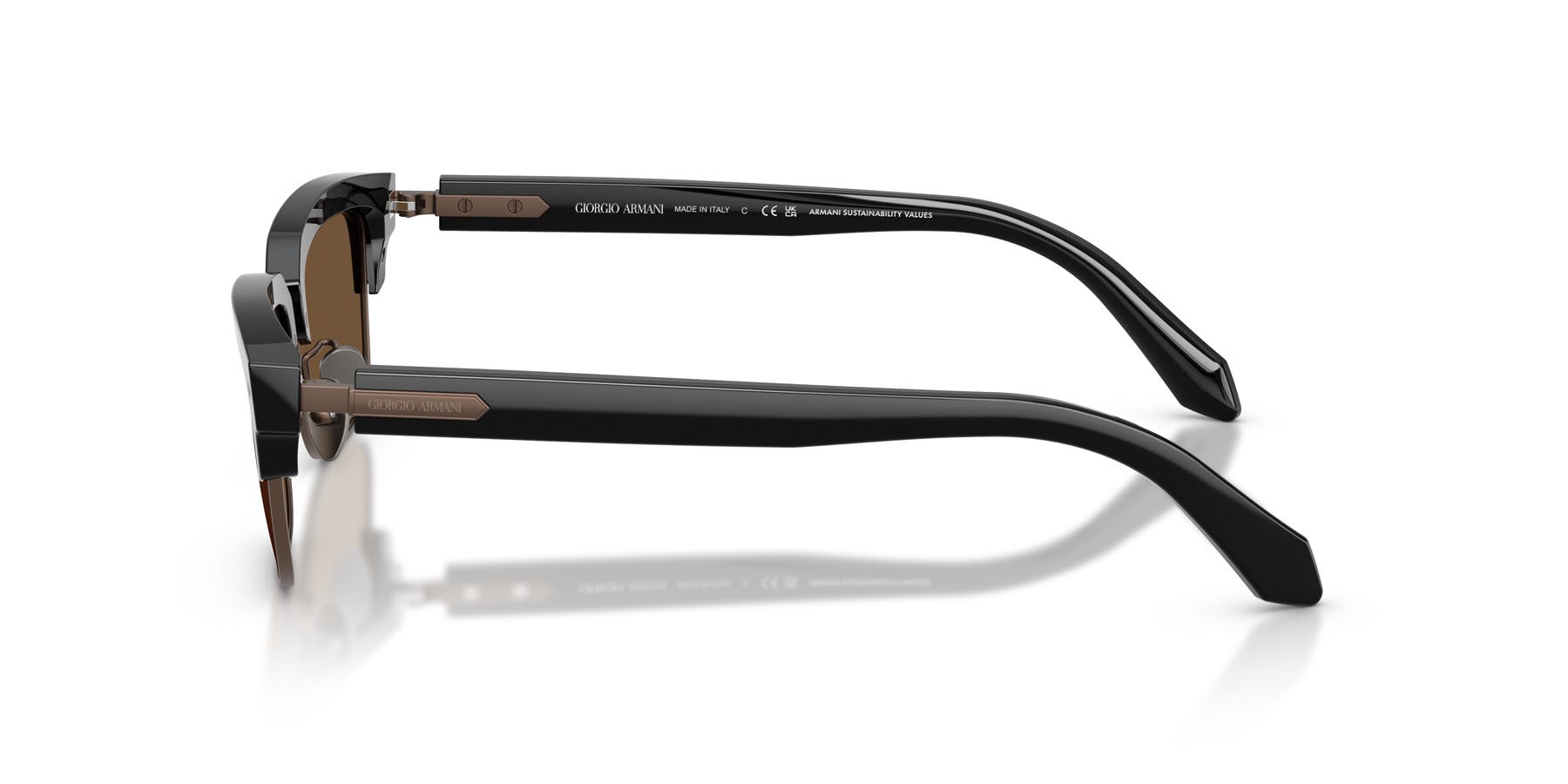 Sunglasses Giorgio Armani AR 8243 (587553) color nero shape rectangle lenses marrone scuro