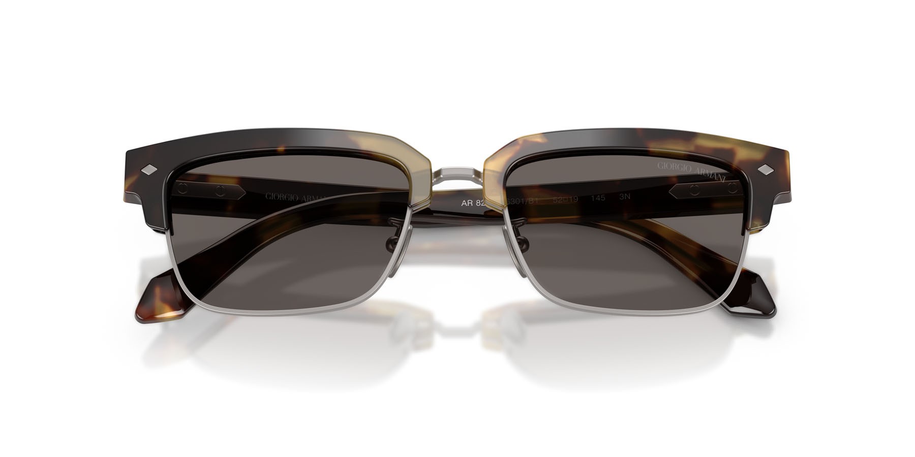 Sunglasses Giorgio Armani AR 8243 (6301B1) color avana giallo marrone shape rectangle lenses grigio scuro