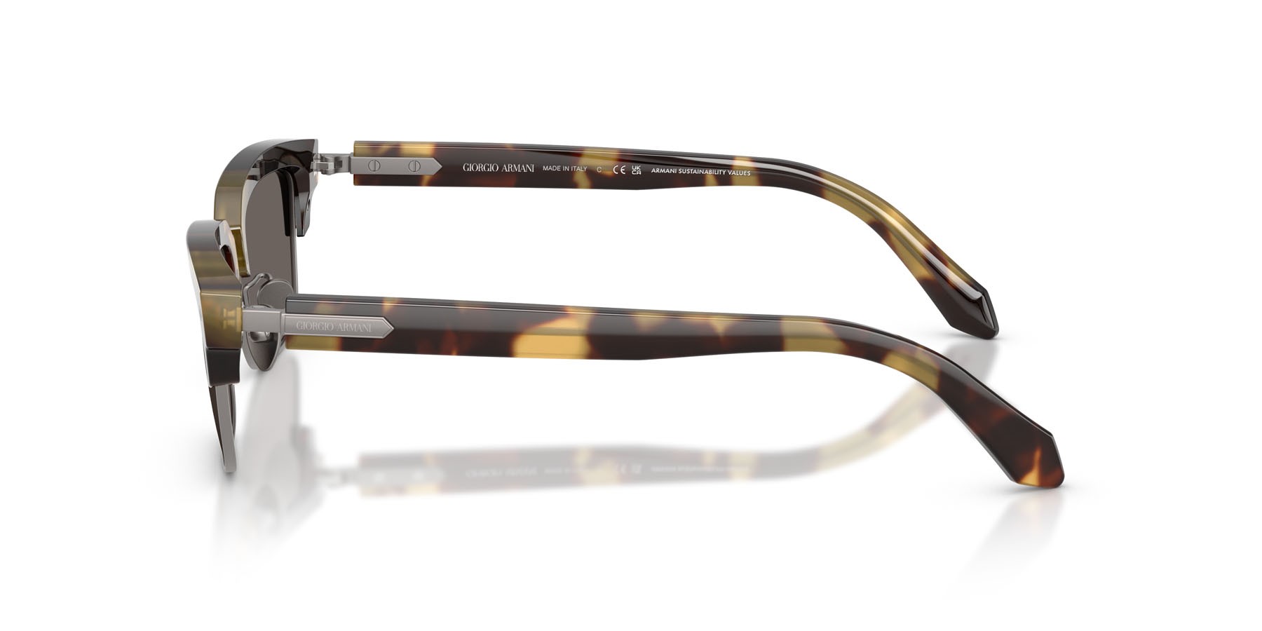 Sunglasses Giorgio Armani AR 8243 (6301B1) color avana giallo marrone shape rectangle lenses grigio scuro