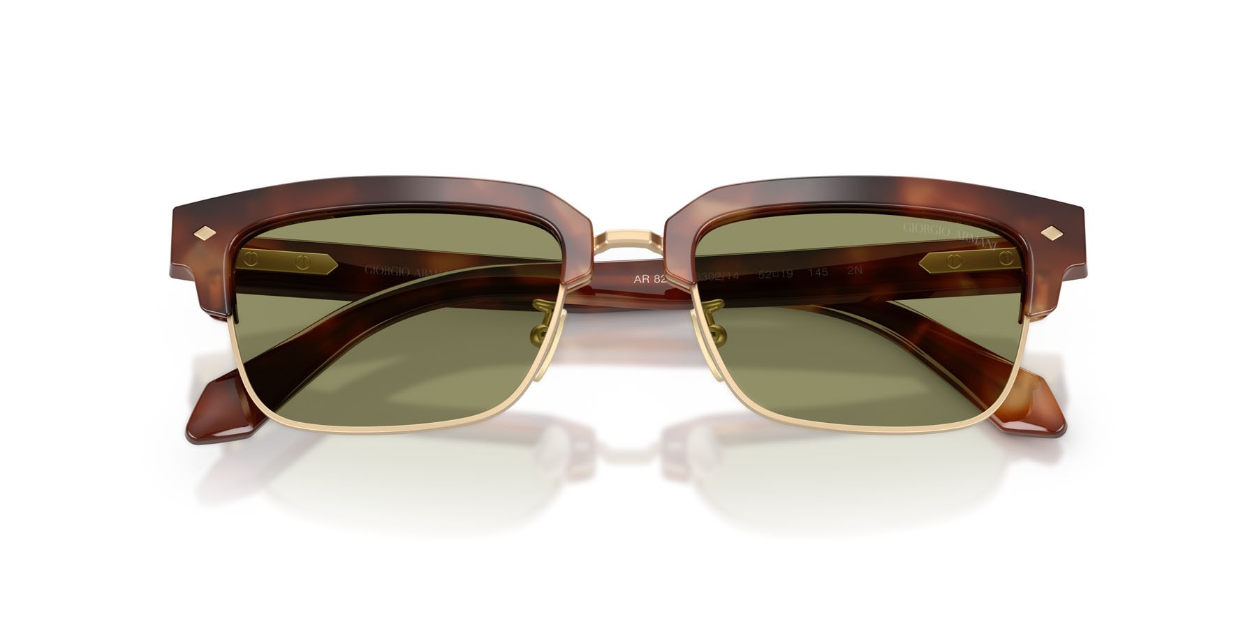 Sunglasses Giorgio Armani AR 8243 (630214) color havana marrone shape rectangle lenses verde