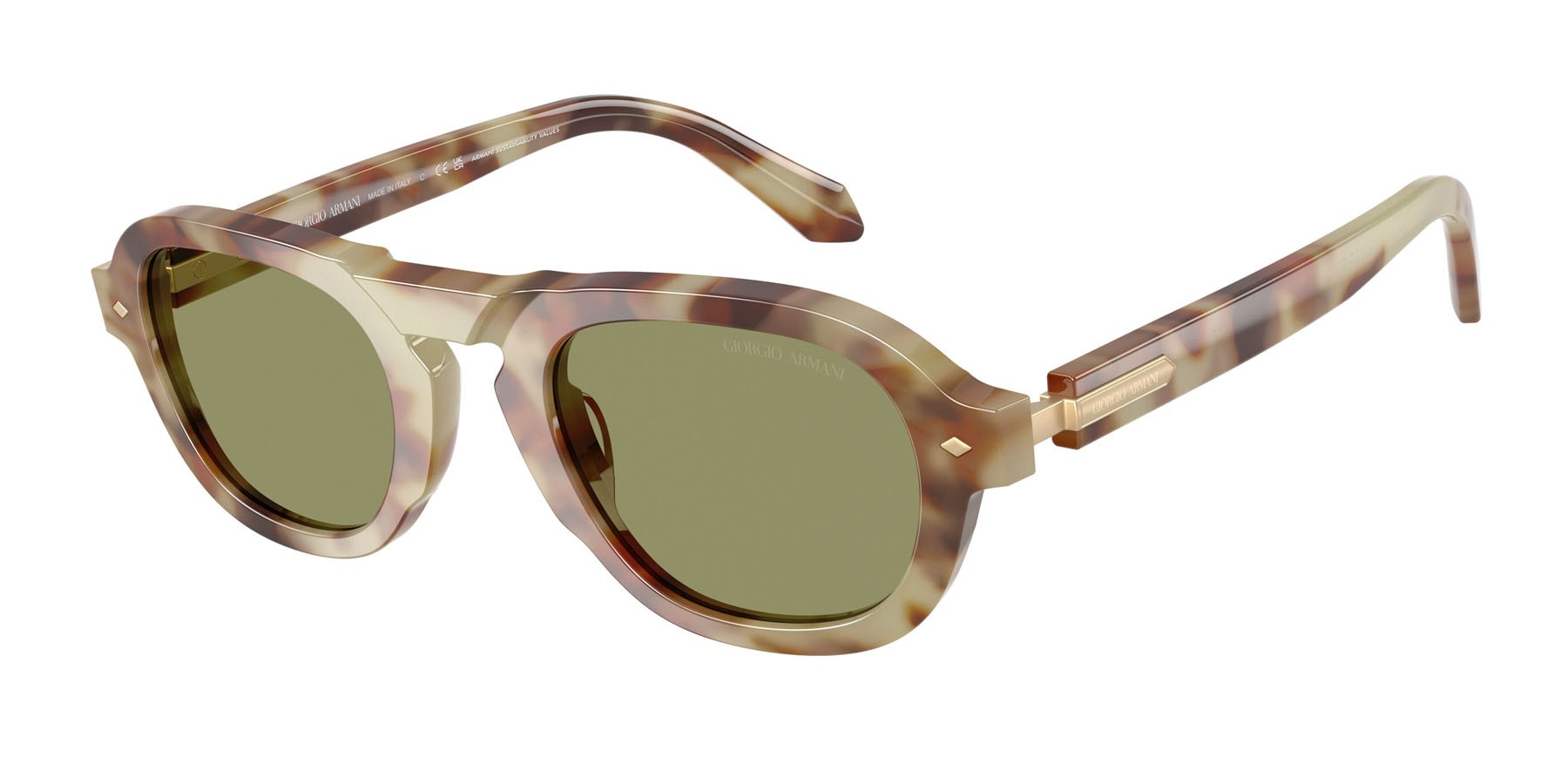 Occhiali da sole Giorgio Armani AR 8244 (629914) colore brown mint tortoise forma quadrato lenti verde
