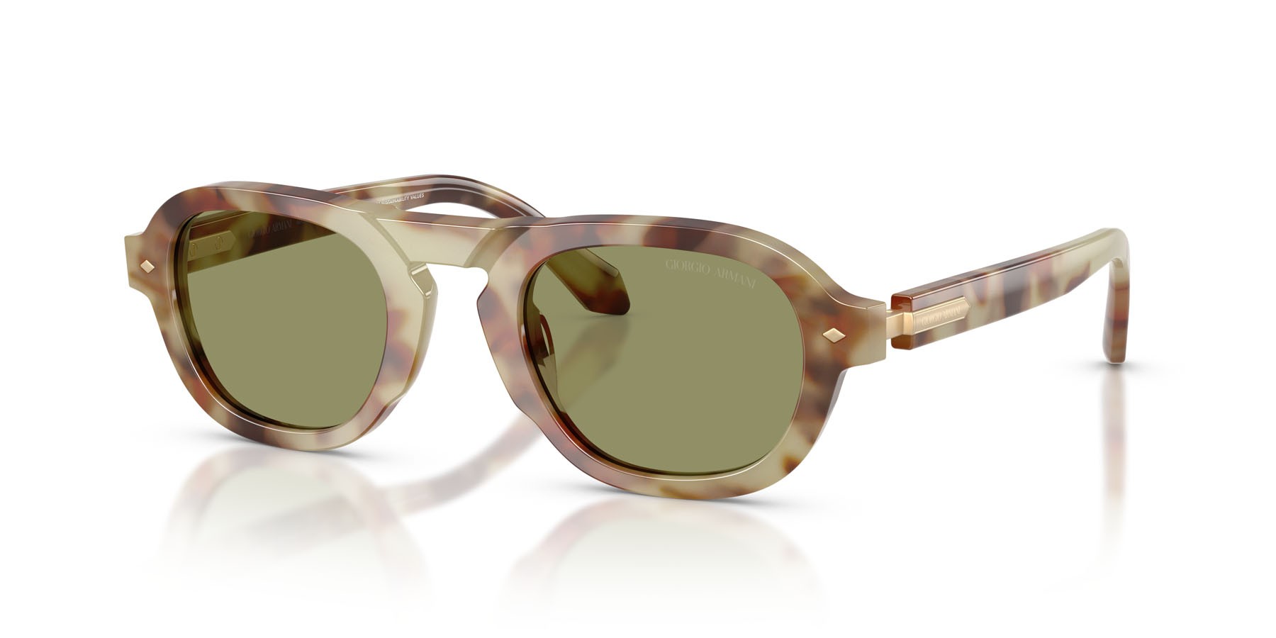 Occhiali da sole Giorgio Armani AR 8244 (629914) colore brown mint tortoise forma quadrato lenti verde