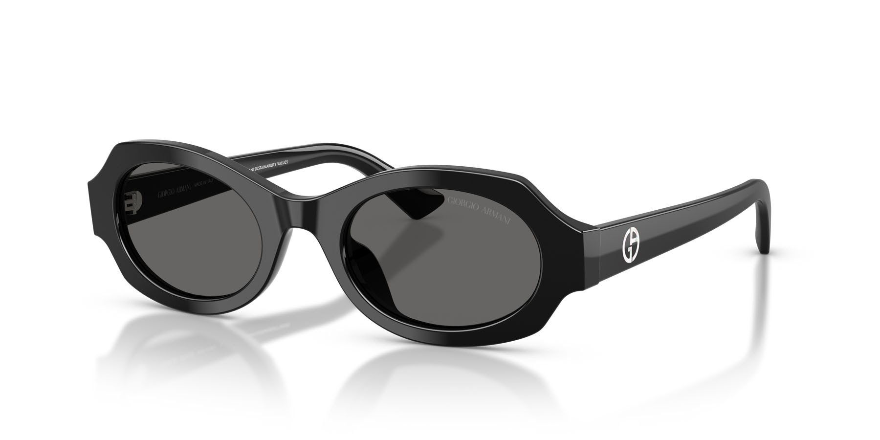Sunglasses Giorgio Armani AR 8245HU (587587) color nero shape irregular lenses grigio