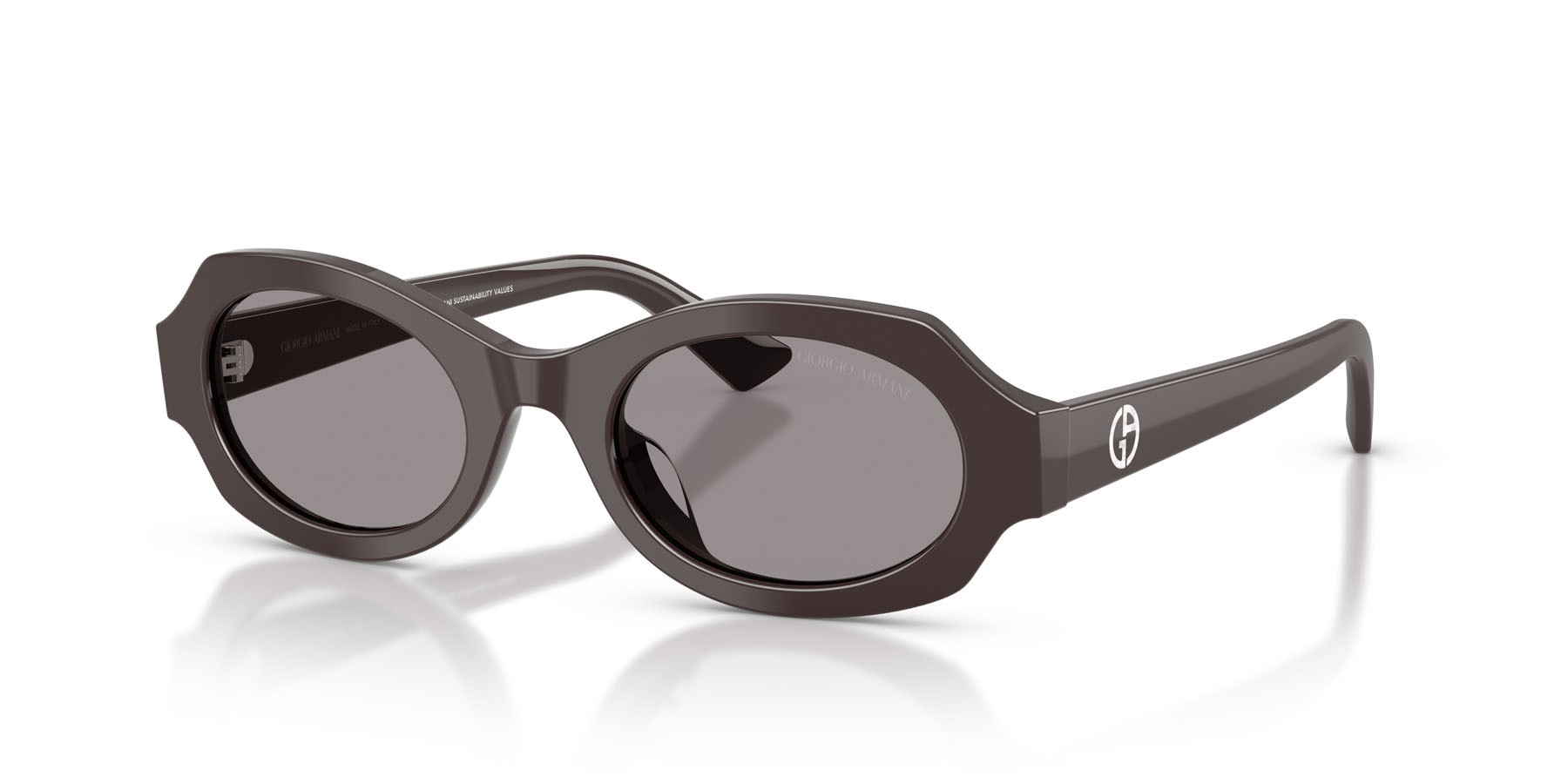 Sunglasses Giorgio Armani AR 8245HU (6306/1) color violetto shape irregular lenses grigio