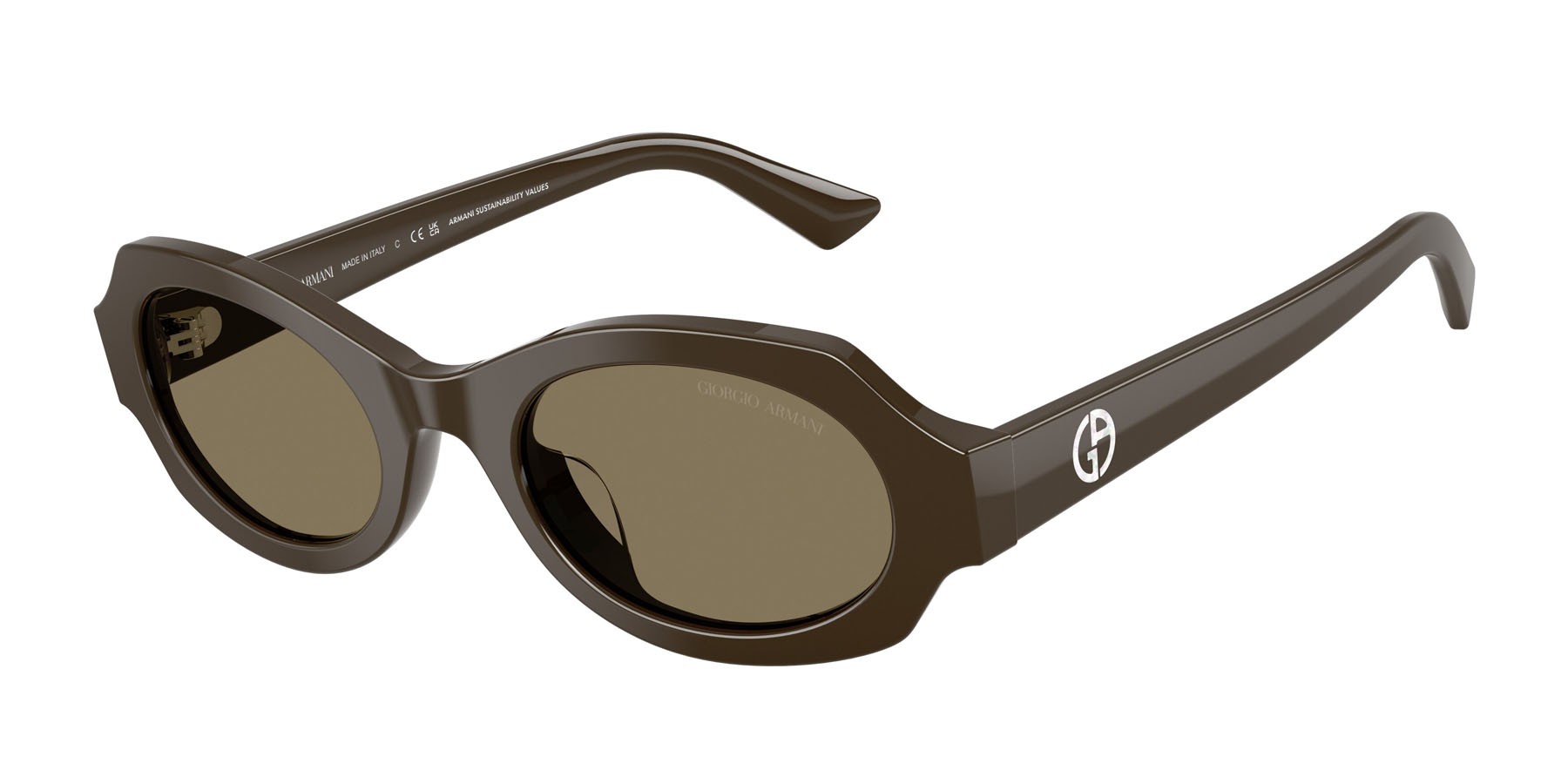 Sunglasses Giorgio Armani AR 8245HU (630773) color marrone shape irregular lenses marrone chiaro