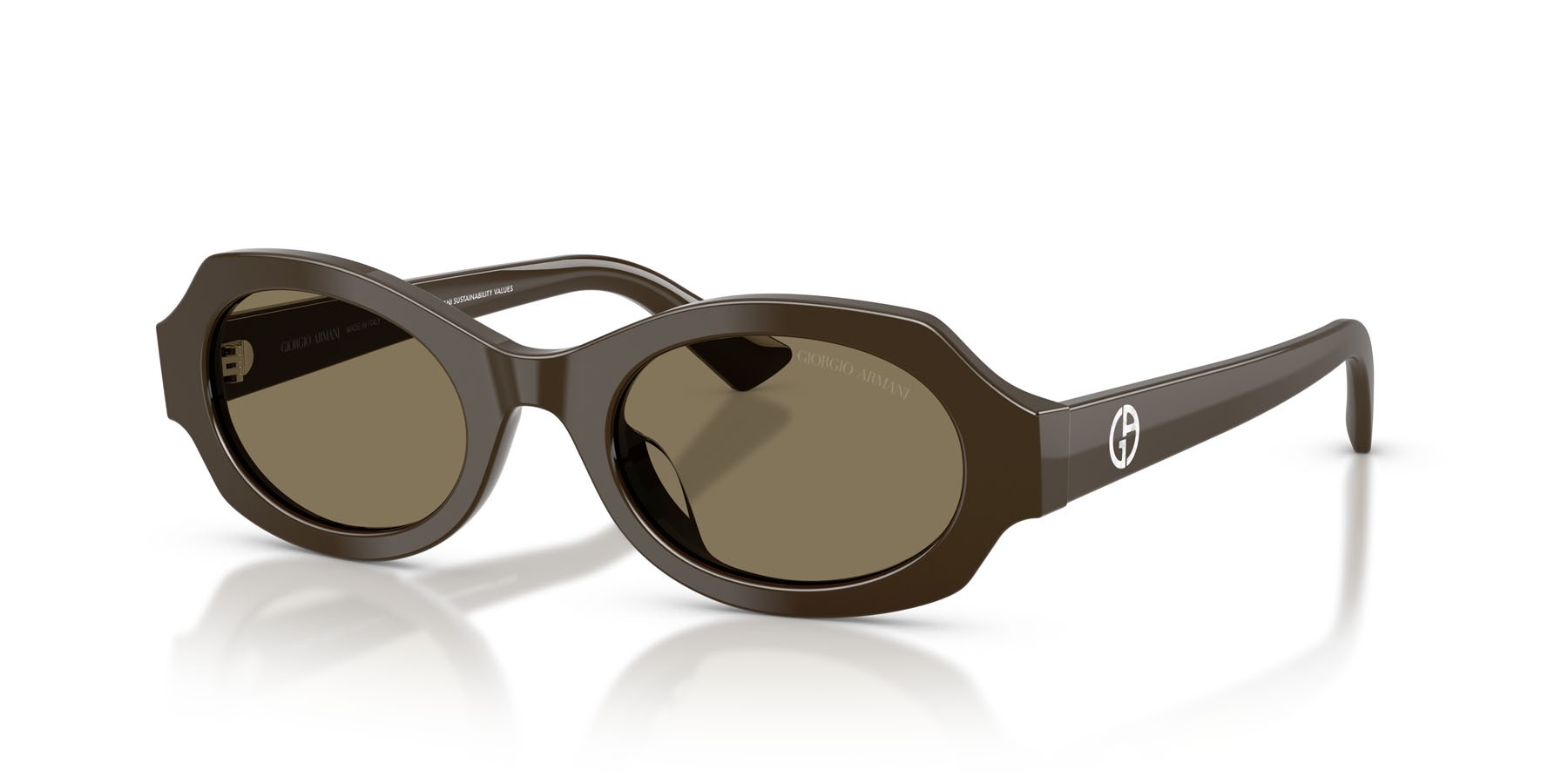 Sunglasses Giorgio Armani AR 8245HU (630773) color marrone shape irregular lenses marrone chiaro