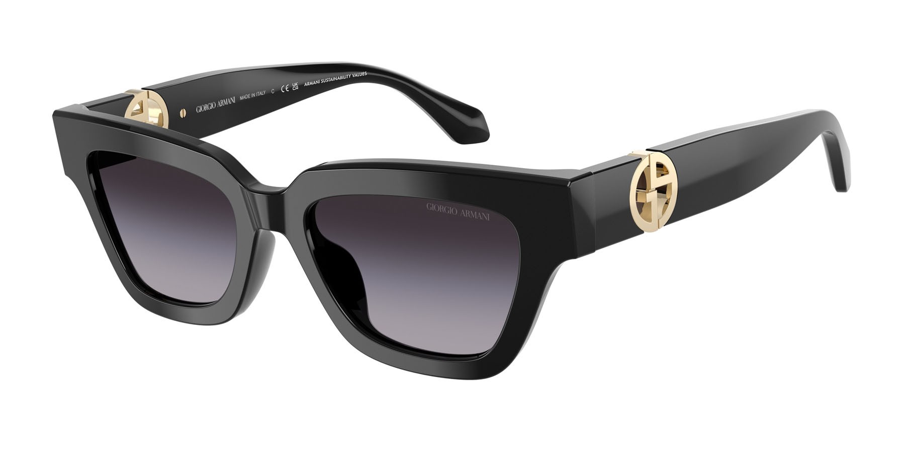 Occhiali da sole Giorgio Armani AR 8246U (58758G) colore nero forma cat eye lenti grigio sfumato