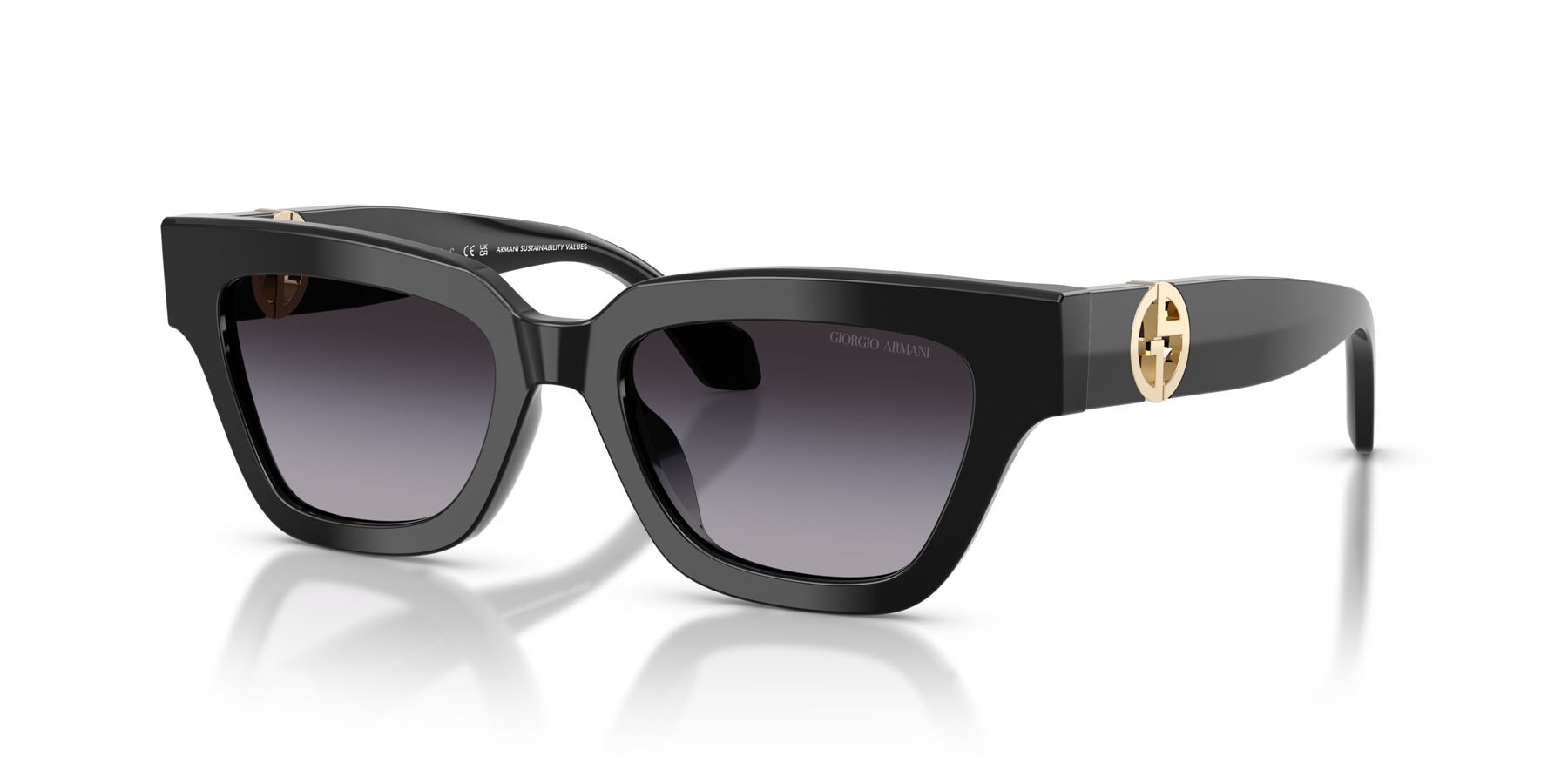 Occhiali da sole Giorgio Armani AR 8246U (58758G) colore nero forma cat eye lenti grigio sfumato