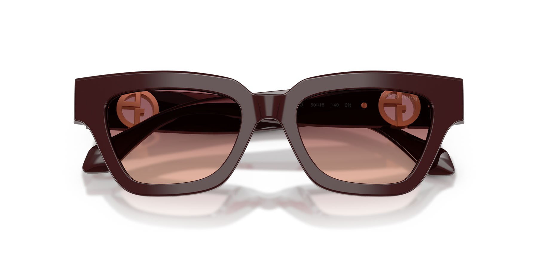 Sunglasses Giorgio Armani AR 8246U (63088D) color bordeaux shape cat eye lenses rosa sfumato viola