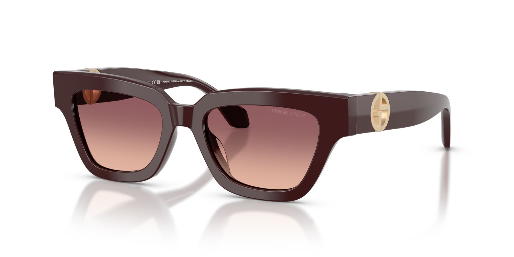 Sunglasses Giorgio Armani AR 8246U (63088D) color bordeaux shape cat eye lenses rosa sfumato viola