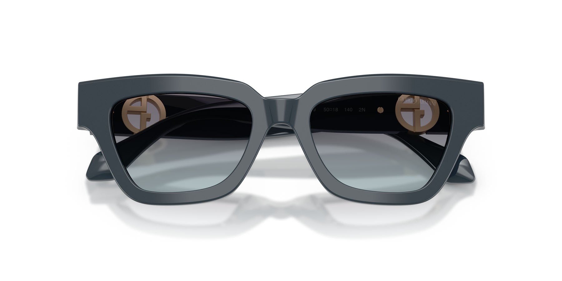 Sunglasses Giorgio Armani AR 8246U (630919) color blu polvere shape cat eye lenses blu sfumato