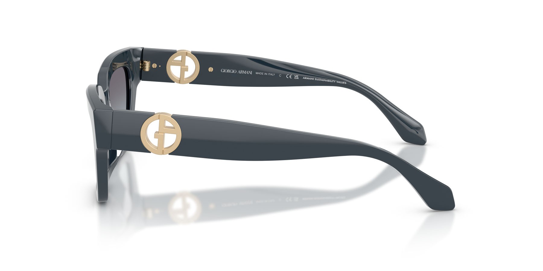 Sunglasses Giorgio Armani AR 8246U (630919) color blu polvere shape cat eye lenses blu sfumato