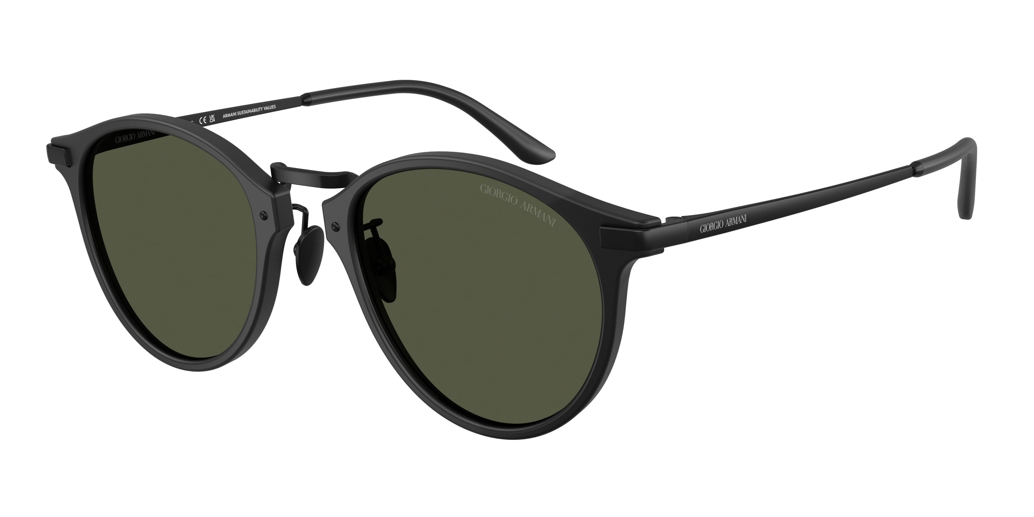 Sunglasses Giorgio Armani AR 8250 (500931) color nero opaco shape pantos lenses verde