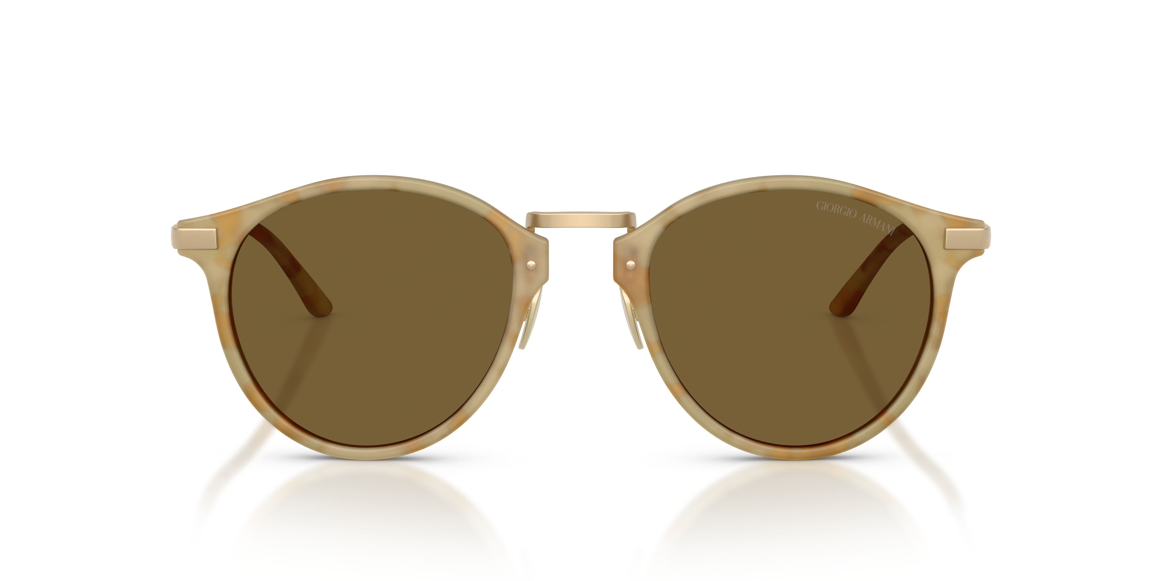 Occhiali da sole Giorgio Armani AR 8250 (630073) colore havana beige forma pantos lenti marrone scuro