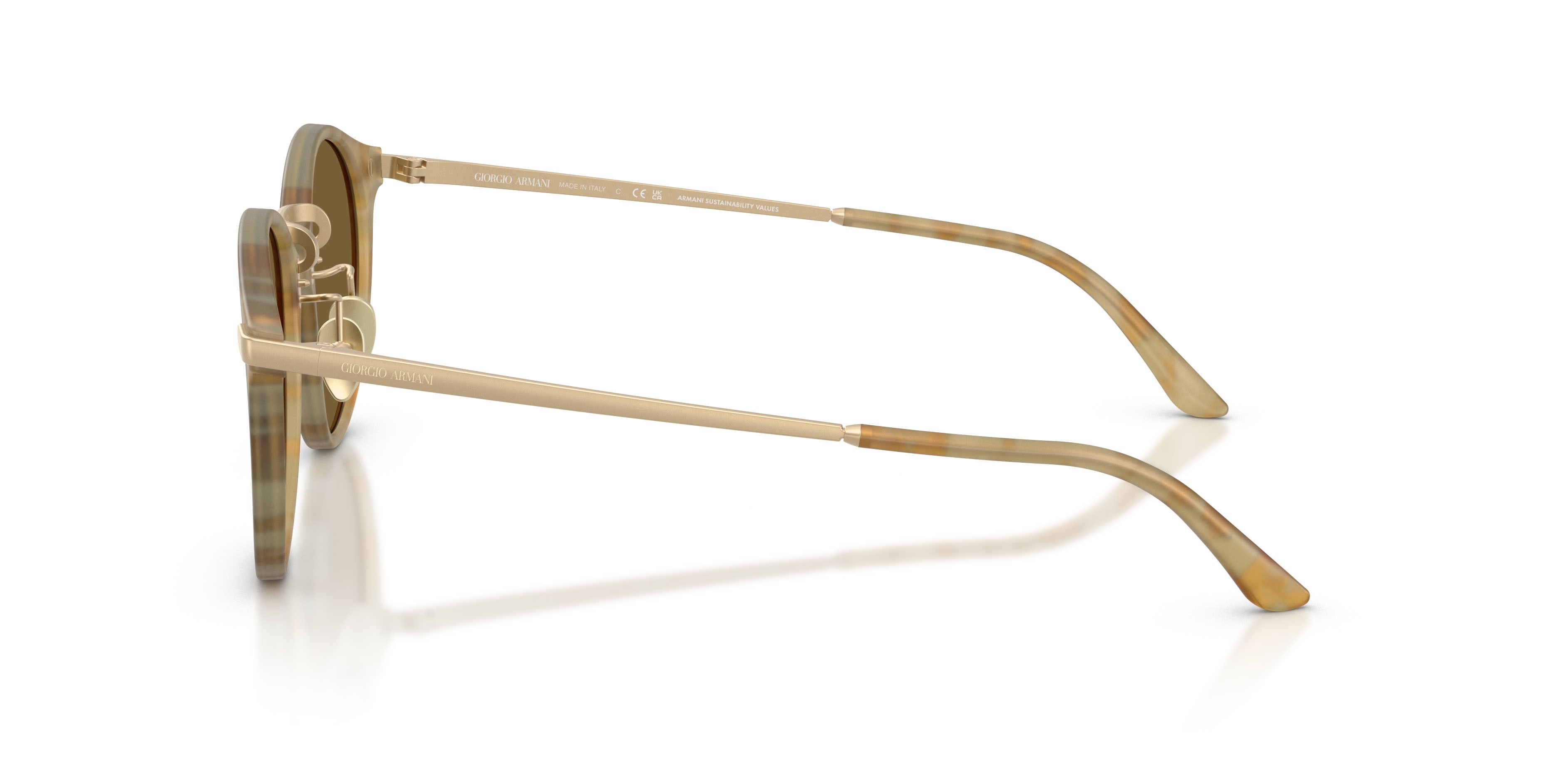 Occhiali da sole Giorgio Armani AR 8250 (630073) colore havana beige forma pantos lenti marrone scuro