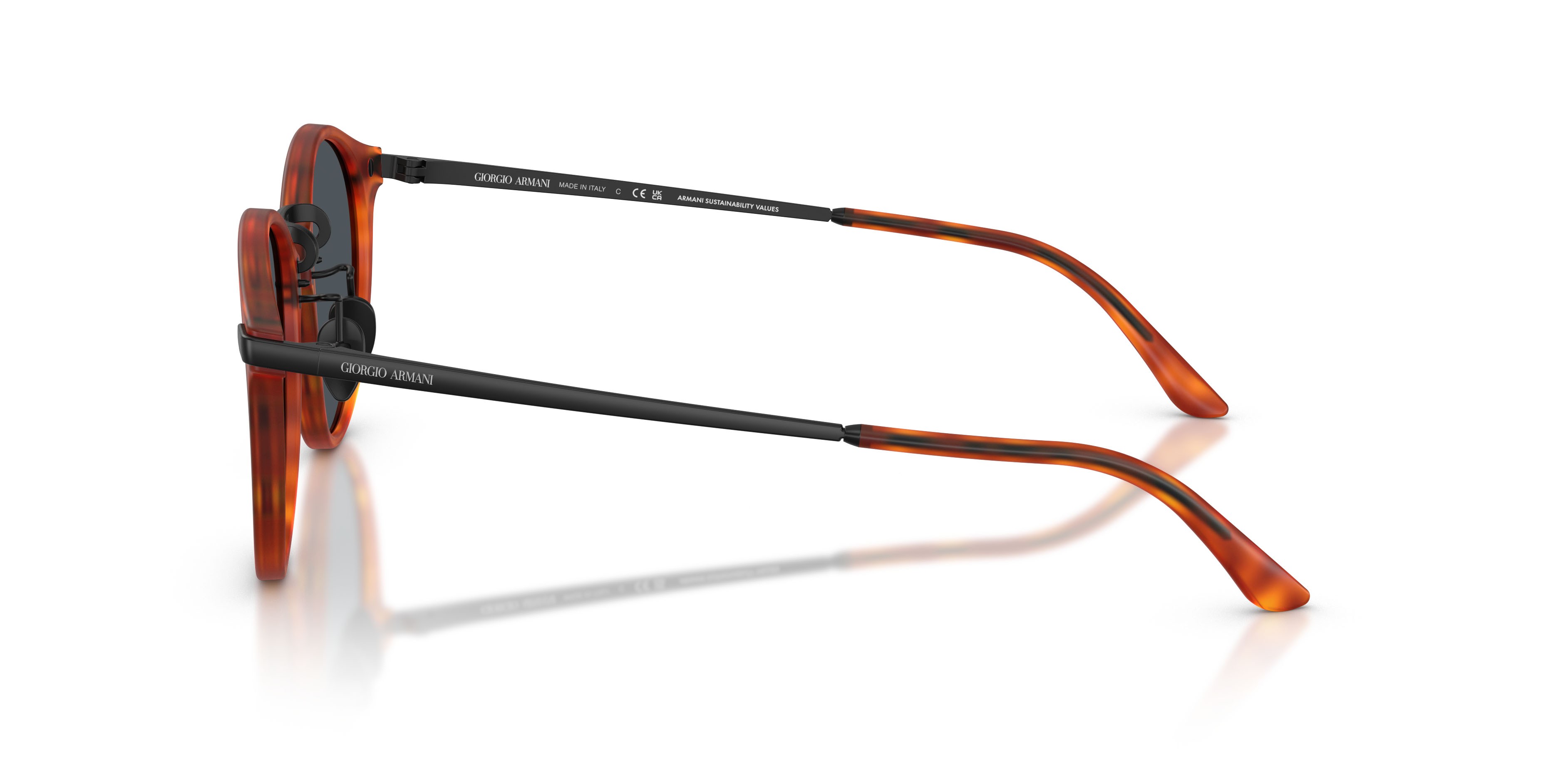 Occhiali da sole Giorgio Armani AR 8250 (6404R5) colore marrone tartarugato forma pantos lenti blu