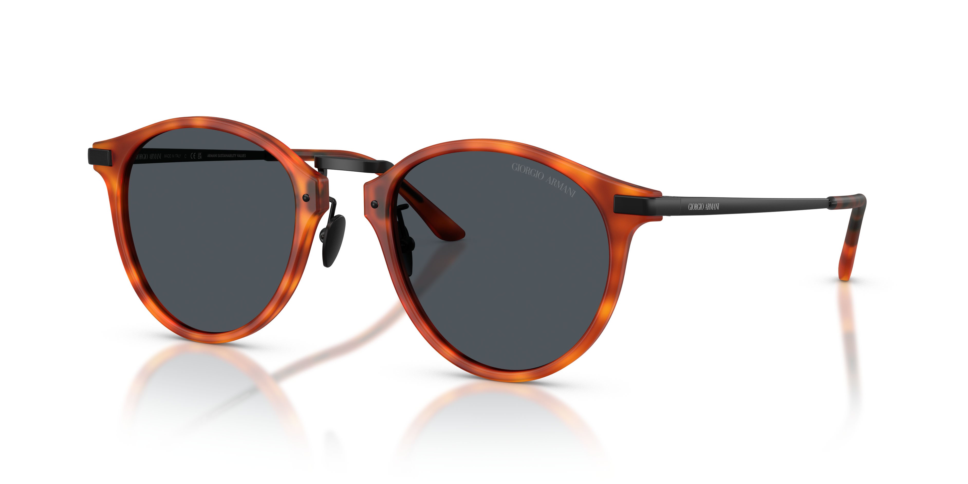 Occhiali da sole Giorgio Armani AR 8250 (6404R5) colore marrone tartarugato forma pantos lenti blu