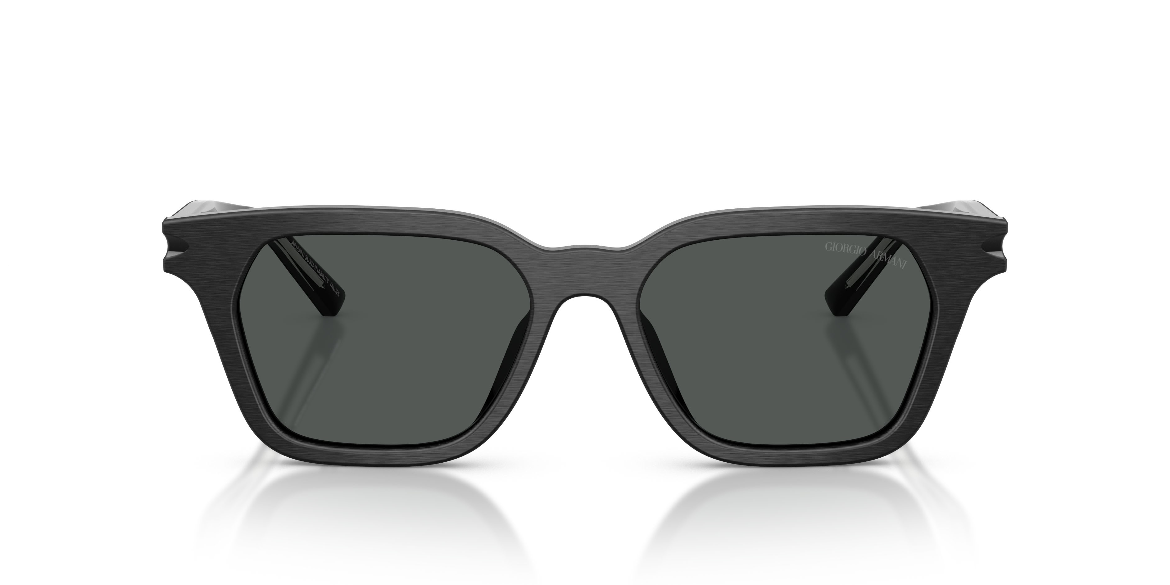 Occhiali da sole Giorgio Armani AR 8251U (500987) colore nero spazzolato forma quadrato lenti grigio scuro