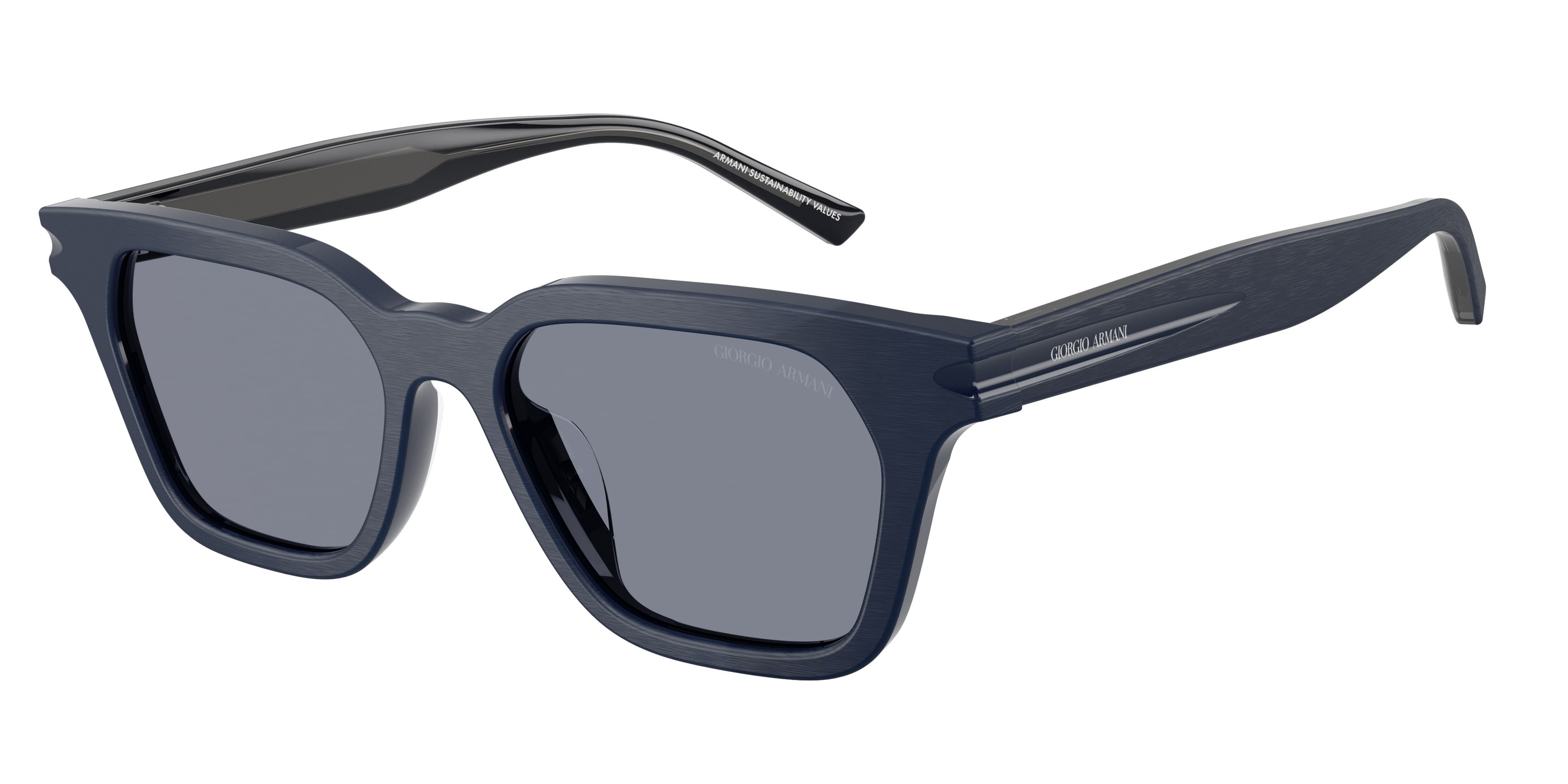 Occhiali da sole Giorgio Armani AR 8251U (603919) colore blu spazzolato forma quadrato lenti blu