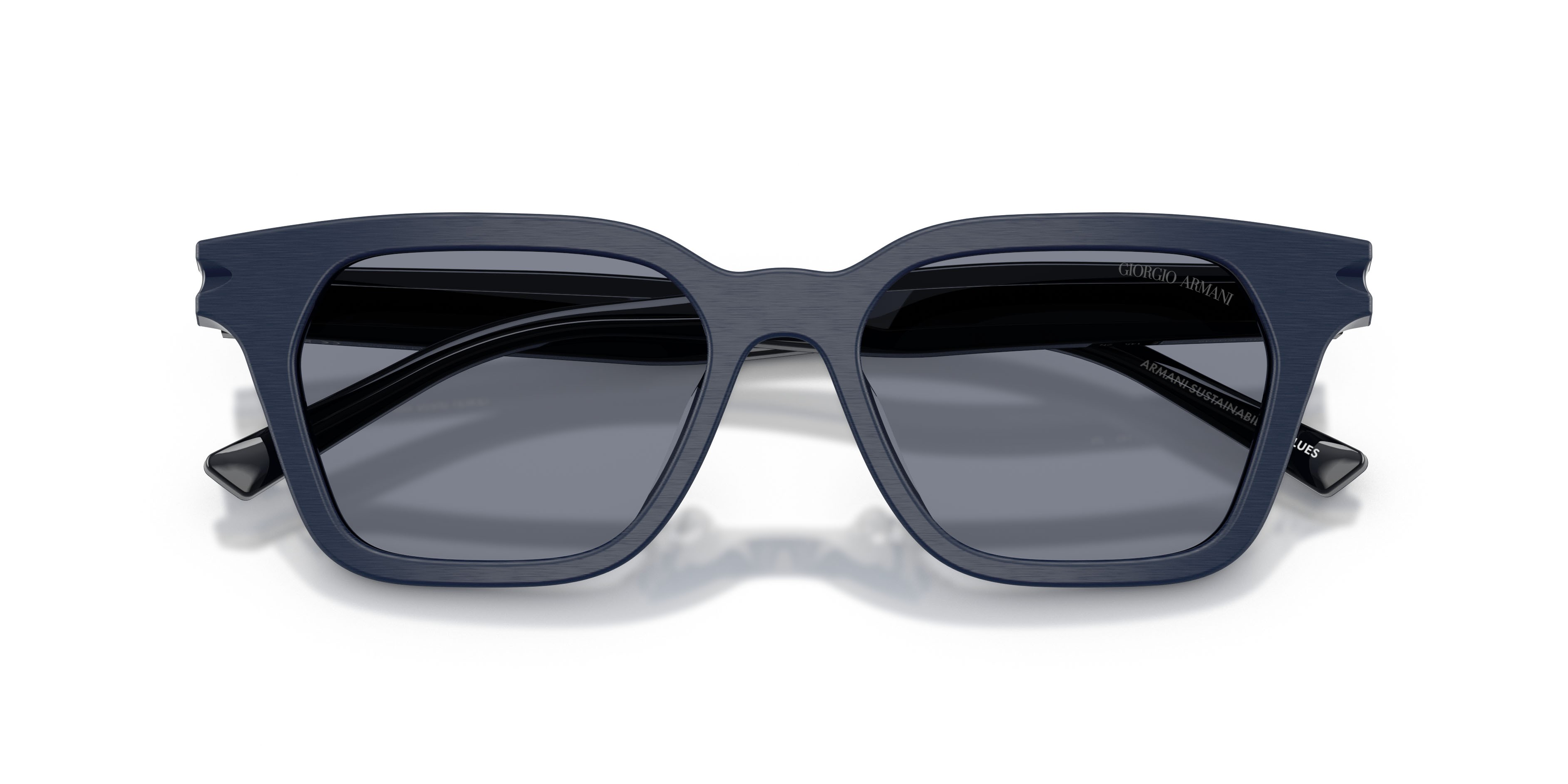 Occhiali da sole Giorgio Armani AR 8251U (603919) colore blu spazzolato forma quadrato lenti blu