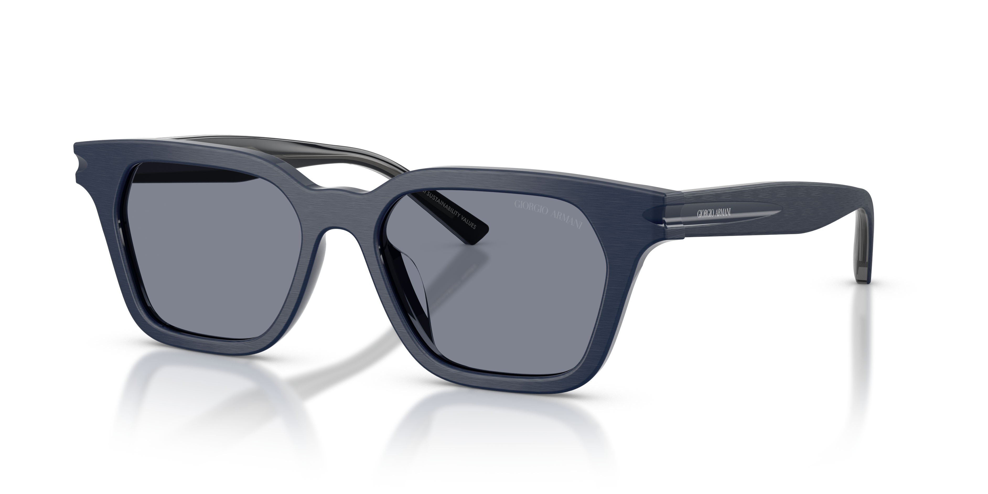 Occhiali da sole Giorgio Armani AR 8251U (603919) colore blu spazzolato forma quadrato lenti blu