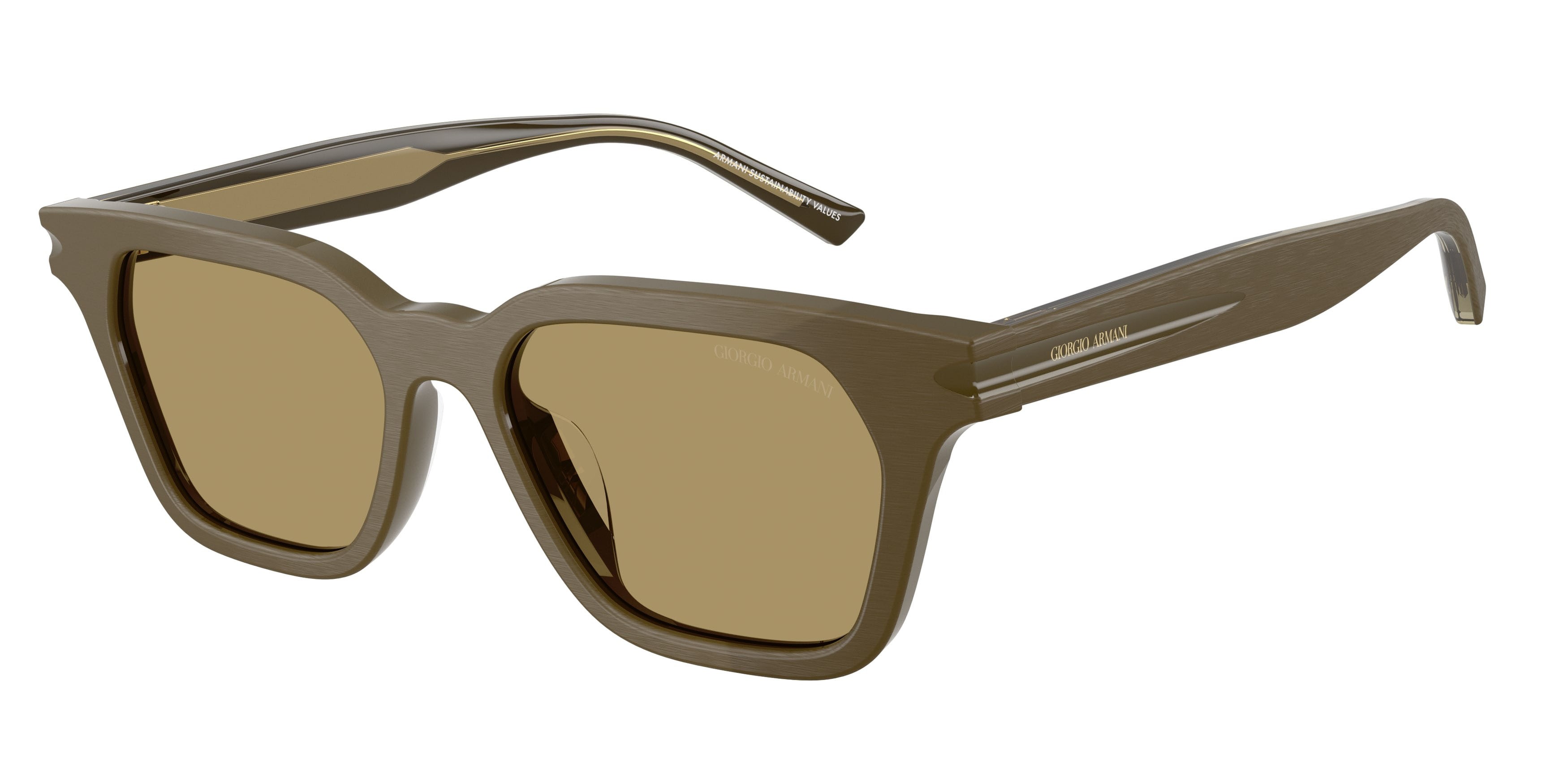 Occhiali da sole Giorgio Armani AR 8251U (6401/2) colore verde spazzolato forma quadrato lenti verde oliva
