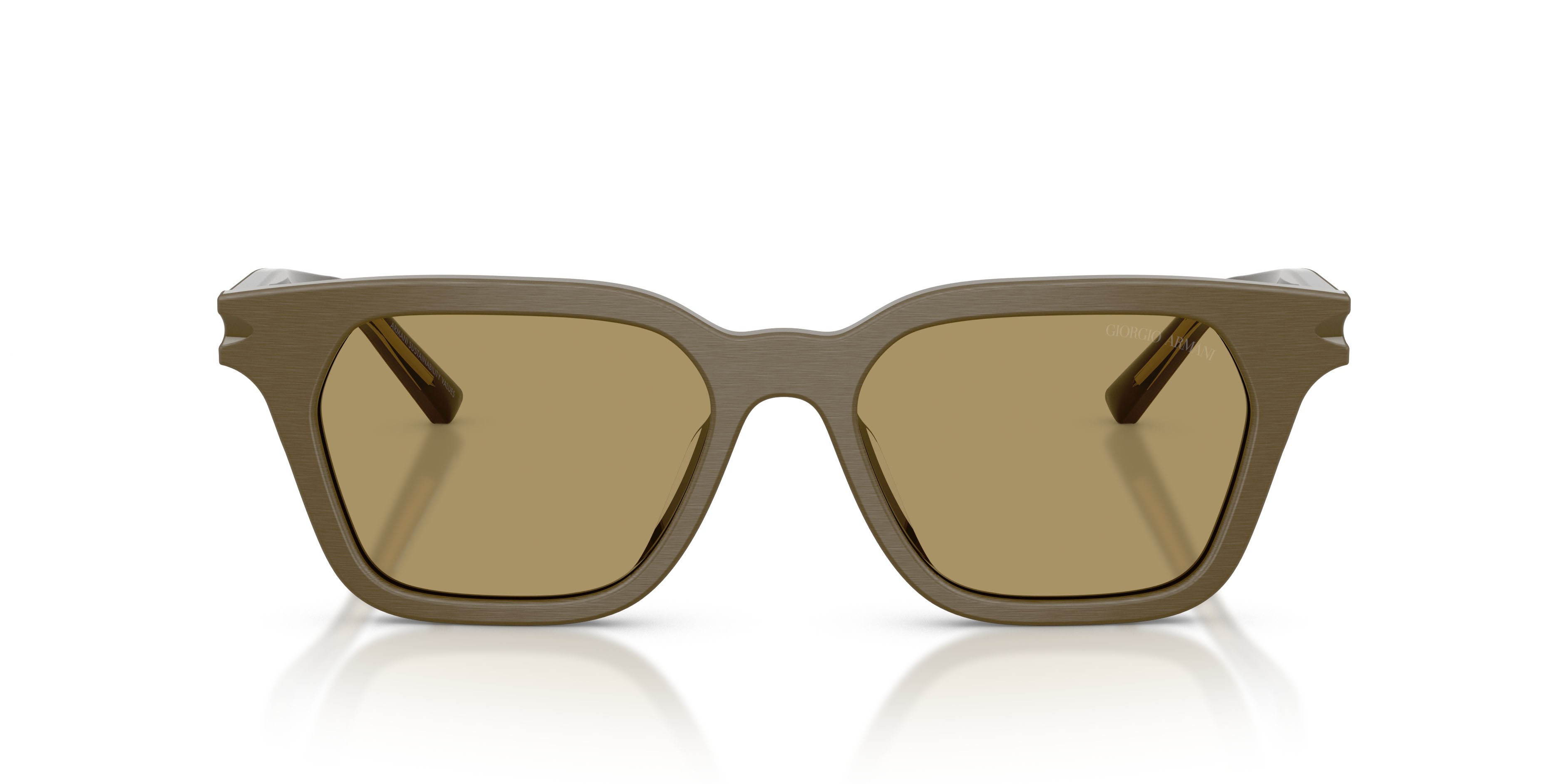 Occhiali da sole Giorgio Armani AR 8251U (6401/2) colore verde spazzolato forma quadrato lenti verde oliva