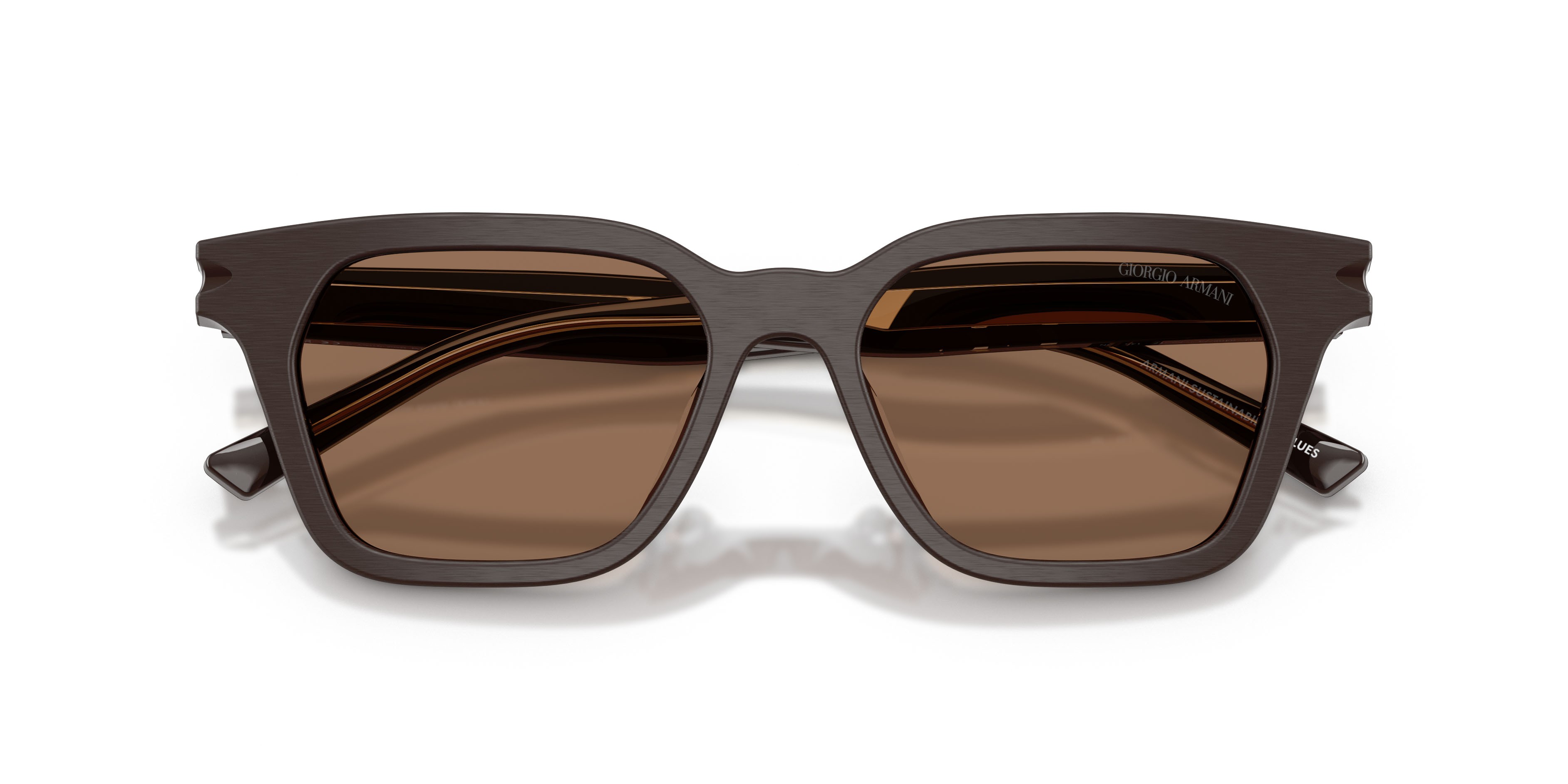 Sunglasses Giorgio Armani AR 8251U (640273) color marrone spazzolato shape square lenses marrone scuro