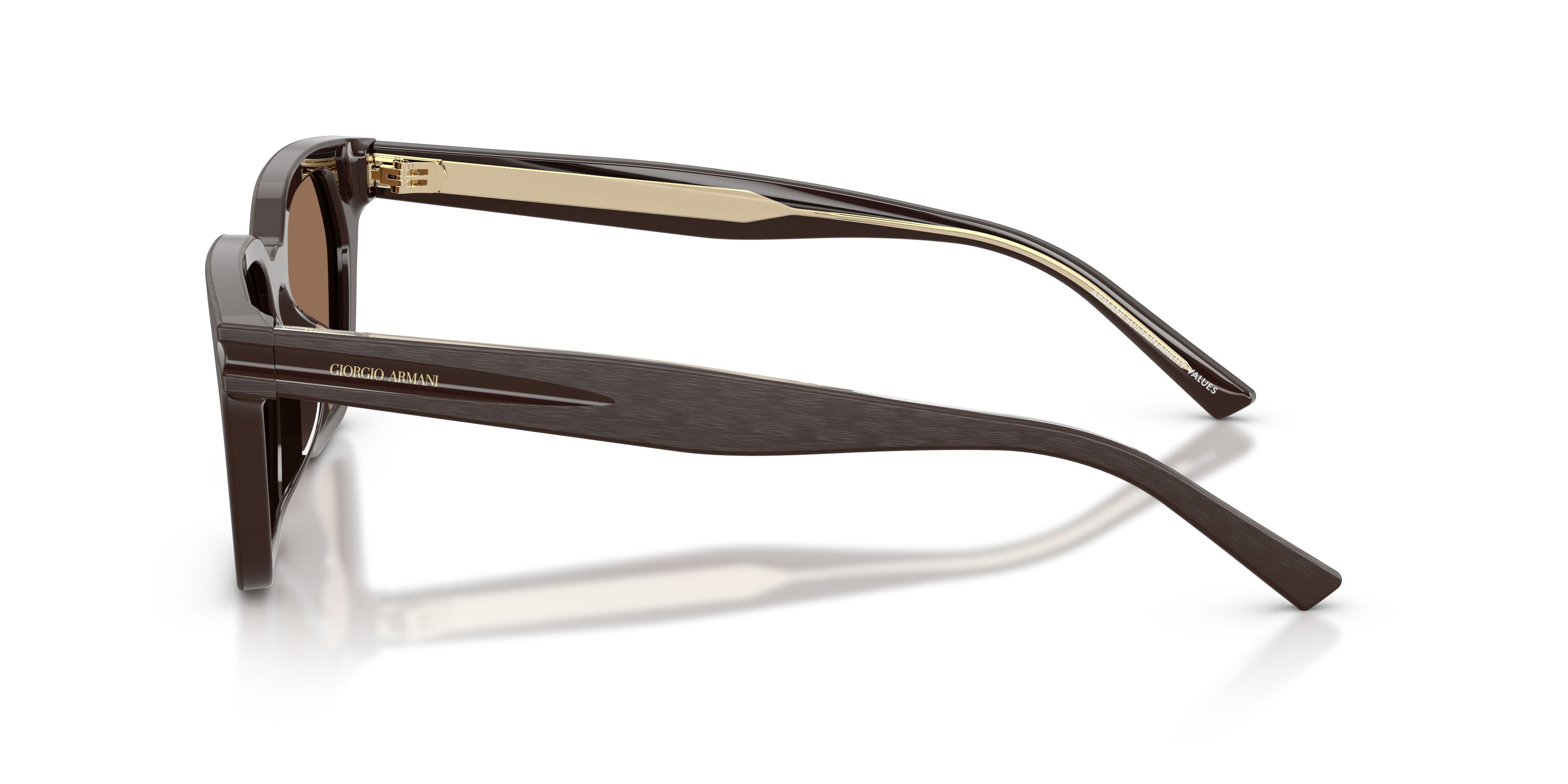 Sunglasses Giorgio Armani AR 8251U (640273) color marrone spazzolato shape square lenses marrone scuro