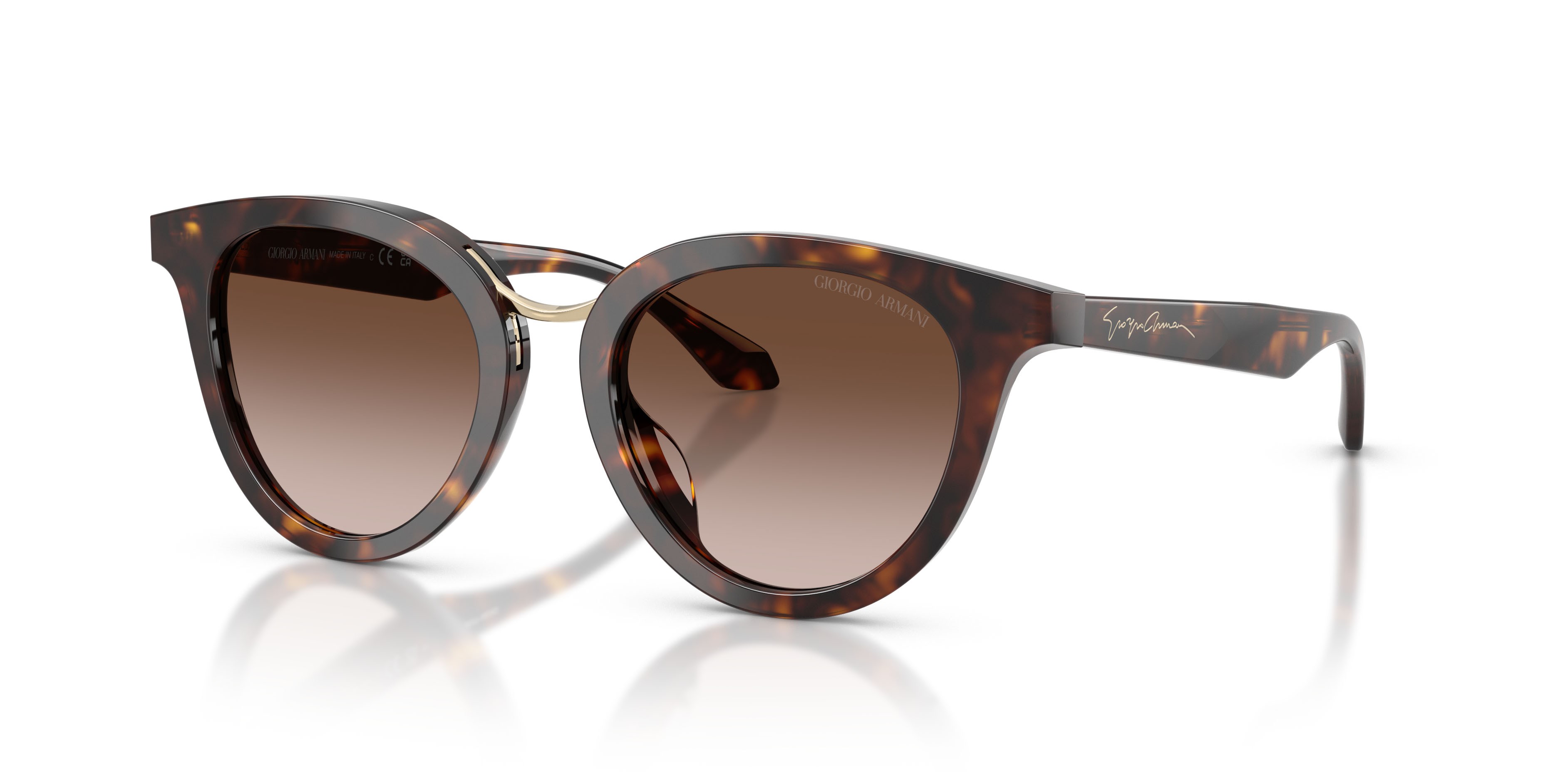 Sunglasses Giorgio Armani AR 8252U (612413) color havana shape round lenses marrone sfumato